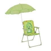 Kinder Klappstuhl mit Sonnenschirm Dunkelgrün-Grün von Relaxdays