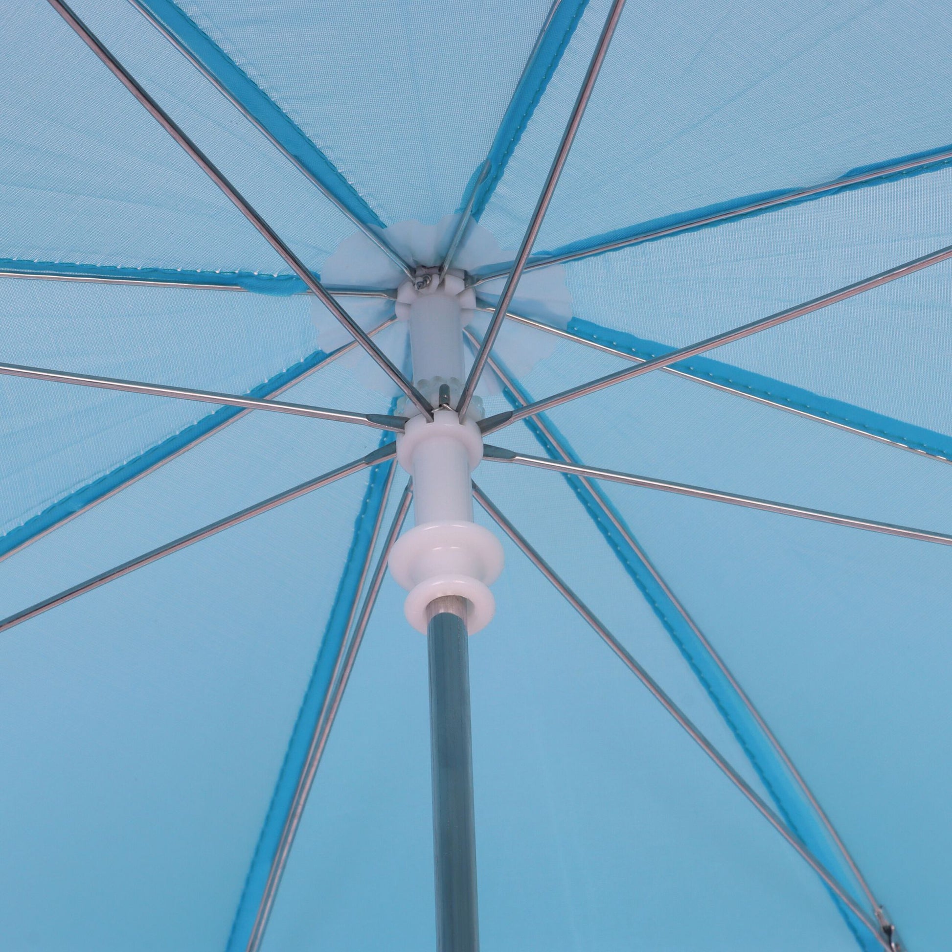Kinder Klappstuhl mit Sonnenschirm Weiss-Blau-Hellblau von Relaxdays