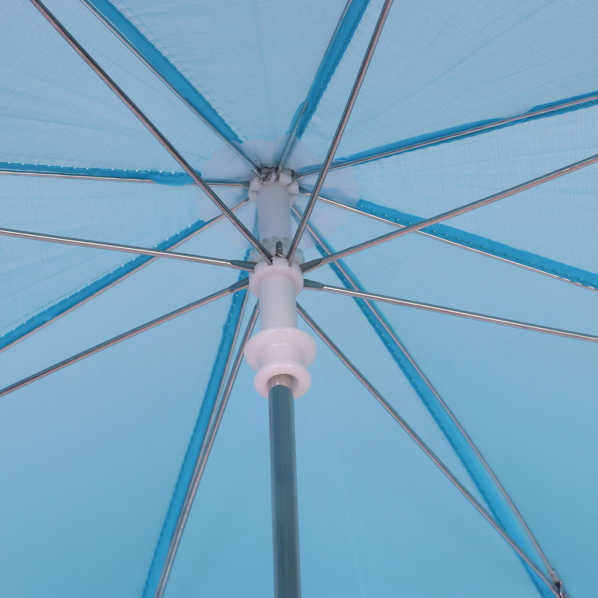 Kinder Klappstuhl mit Sonnenschirm Weiss-Blau-Hellblau von Relaxdays