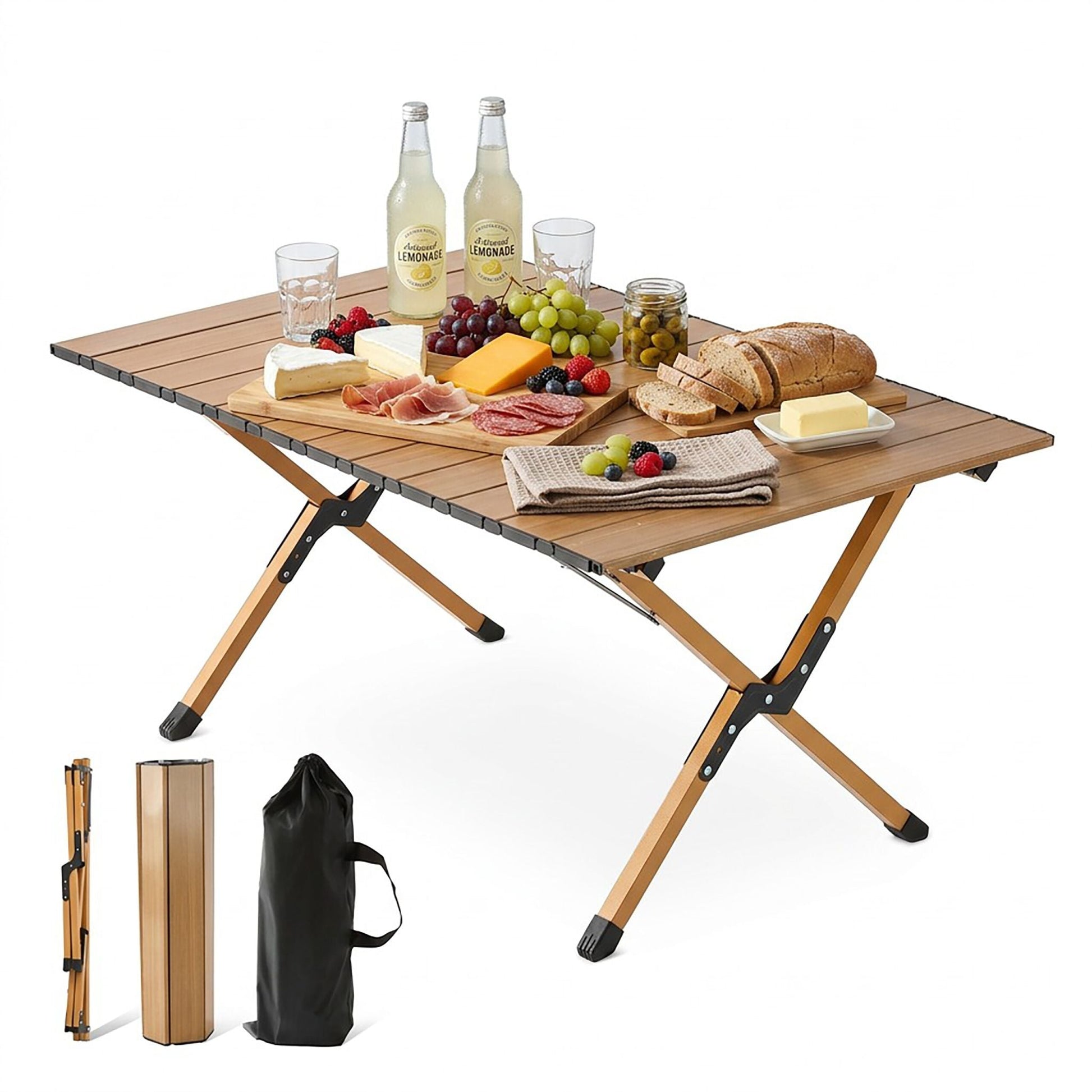 Campingtisch klappbar Hellbraun-Schwarz von Relaxdays