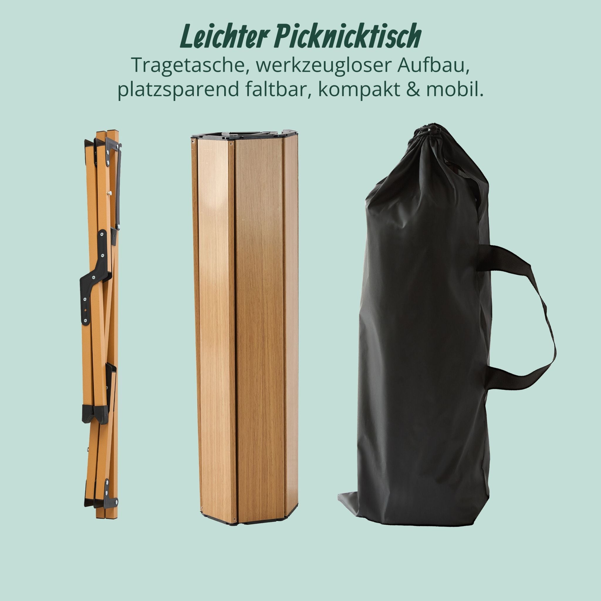 Campingtisch klappbar Hellbraun-Schwarz von Relaxdays