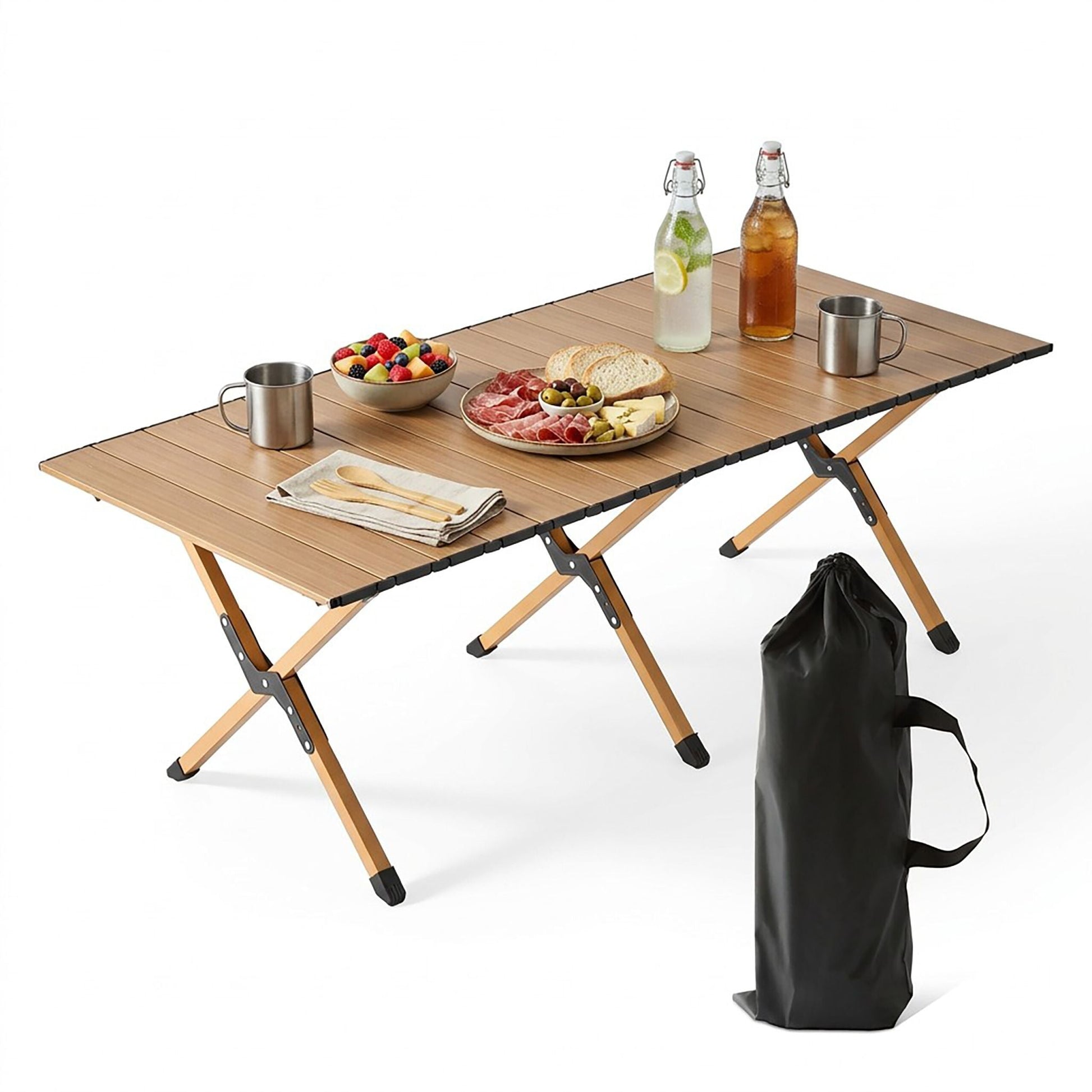 Campingtisch klappbar Hellbraun-Schwarz von Relaxdays