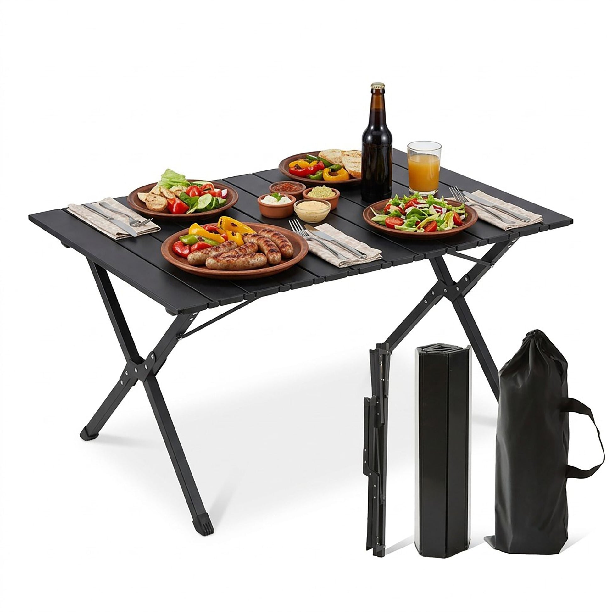 Campingtisch klappbar Schwarz von Relaxdays