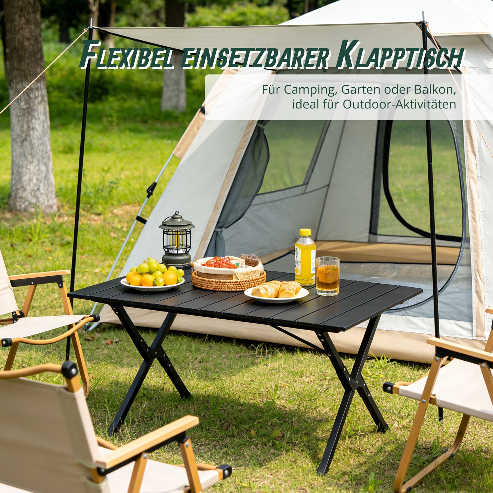 Campingtisch klappbar Schwarz von Relaxdays