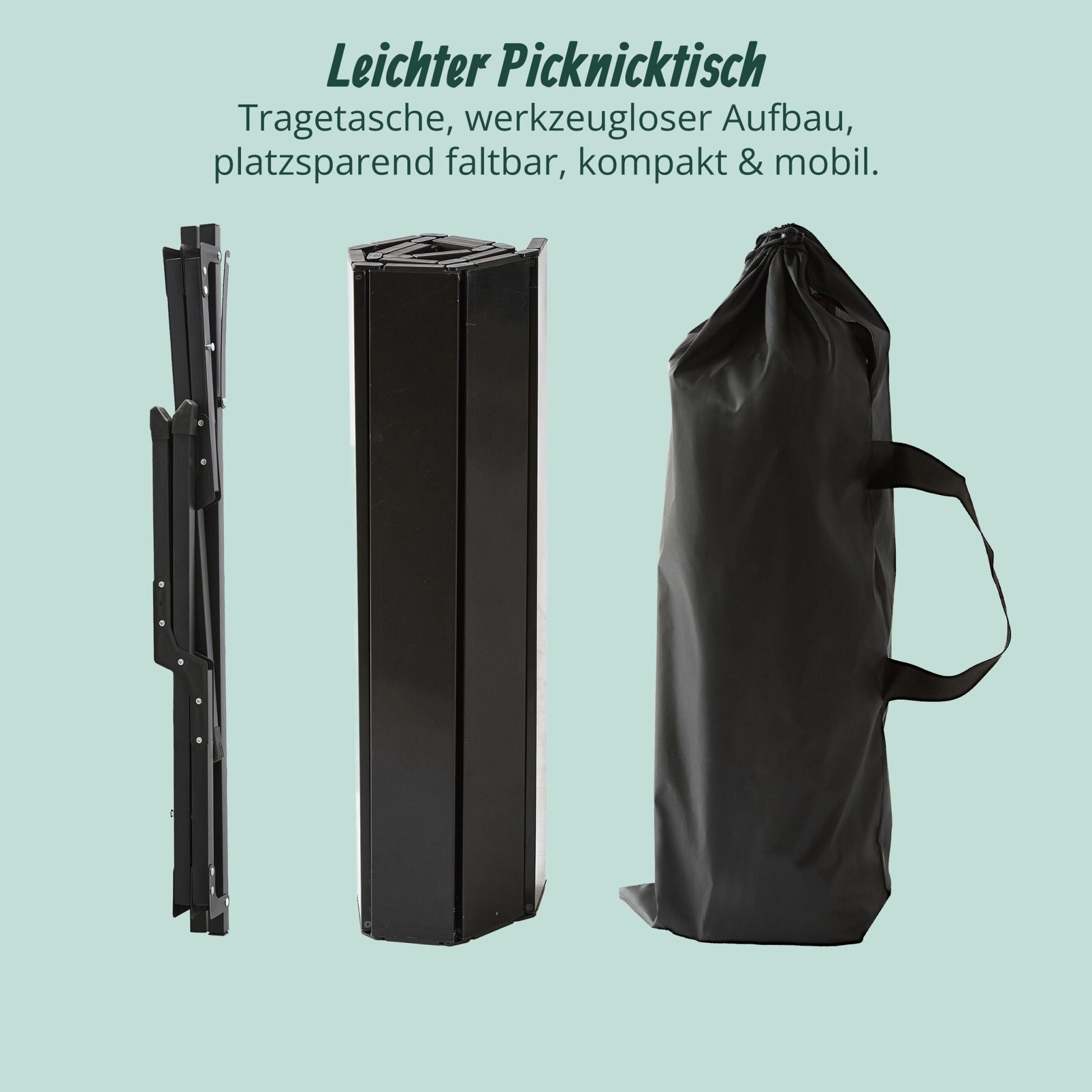 Campingtisch klappbar Schwarz von Relaxdays