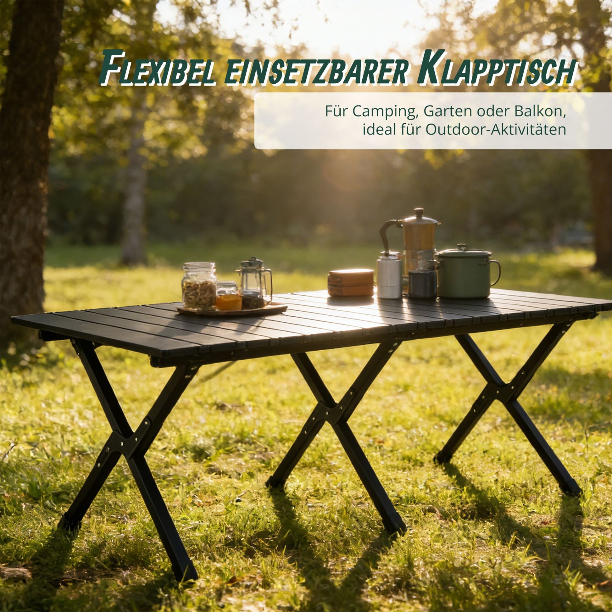 Campingtisch klappbar Schwarz von Relaxdays