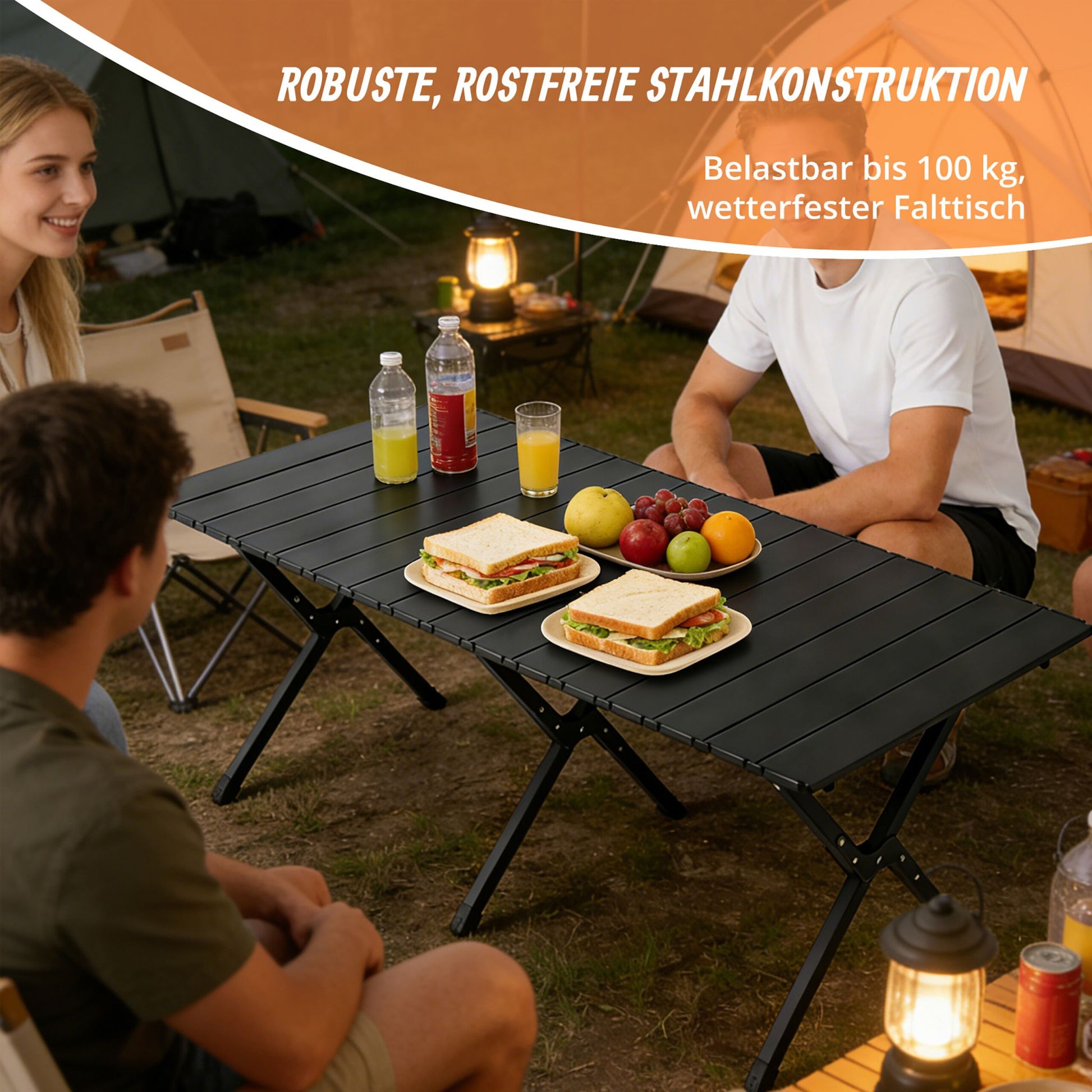 Campingtisch klappbar Schwarz von Relaxdays