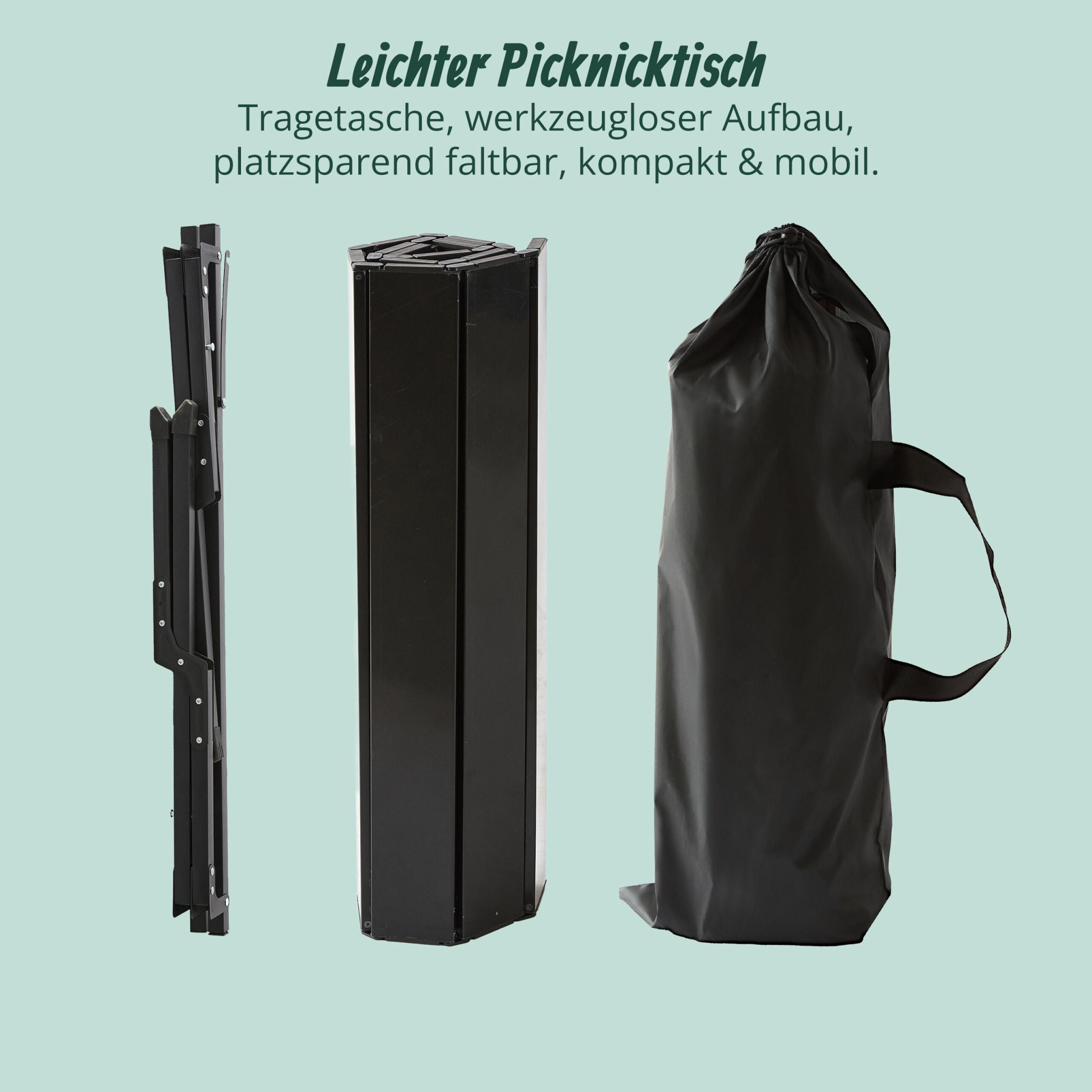 Campingtisch klappbar Schwarz von Relaxdays