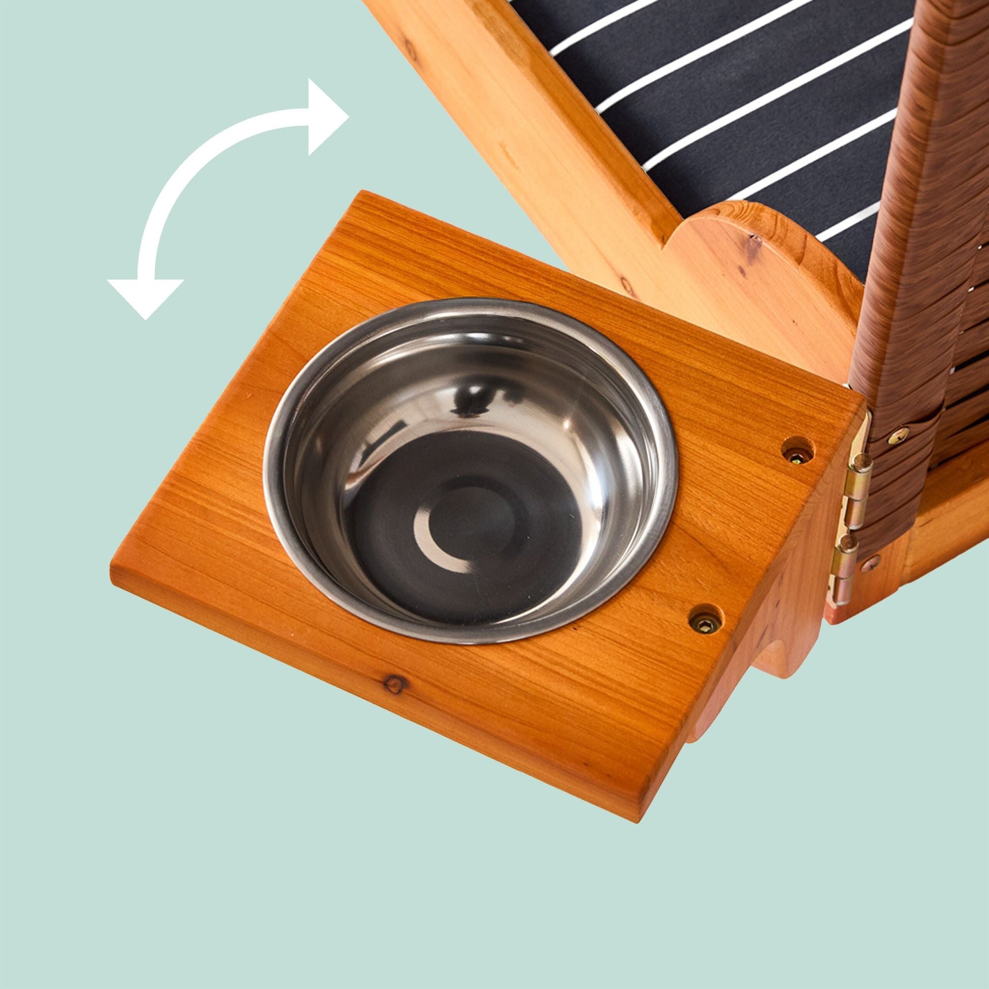 Hundestrandkorb Holz & Rattan inkl. Napf Braun-Dunkelblau-Hellbraun von Relaxdays