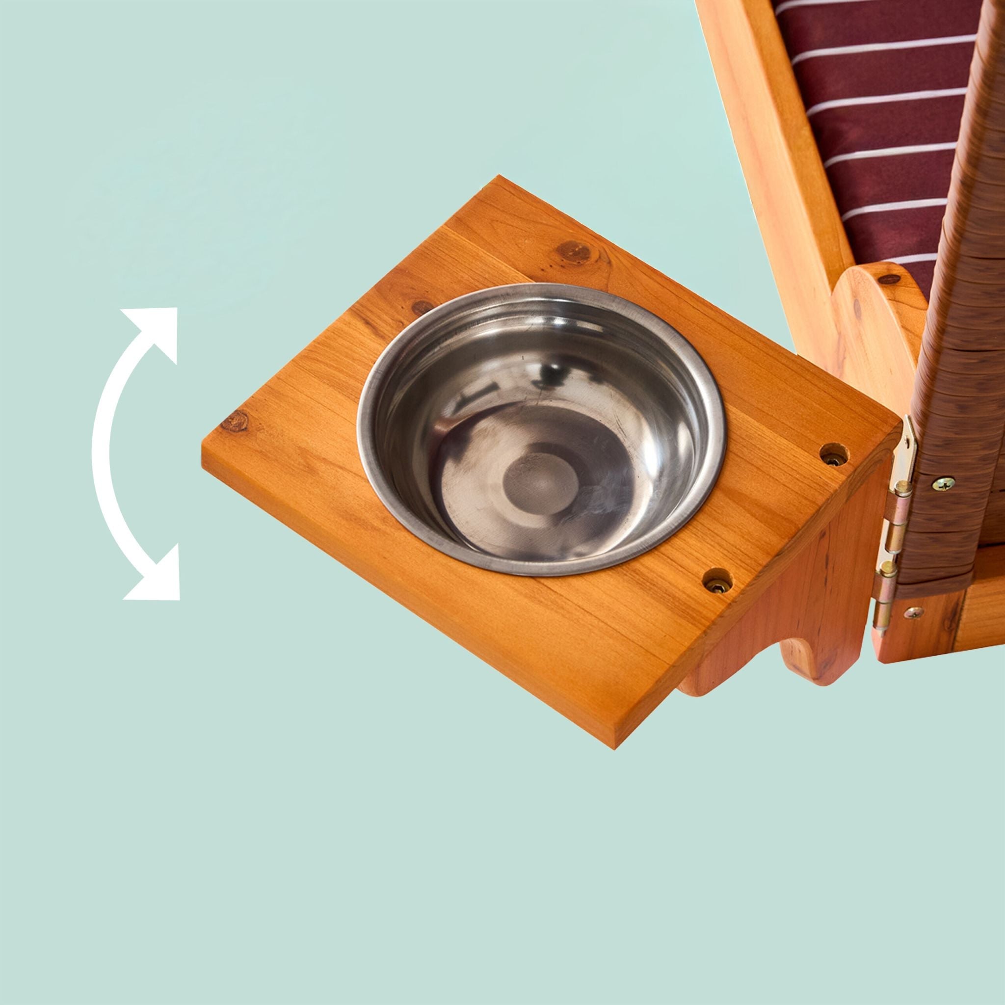 Hundestrandkorb Holz & Rattan inkl. Napf Braun-Dunkelrot-Schwarz von Relaxdays