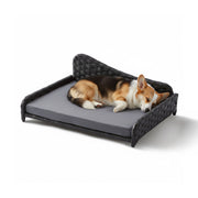 Hundebett Rattan mit Kissen Anthrazit-Grau von Relaxdays