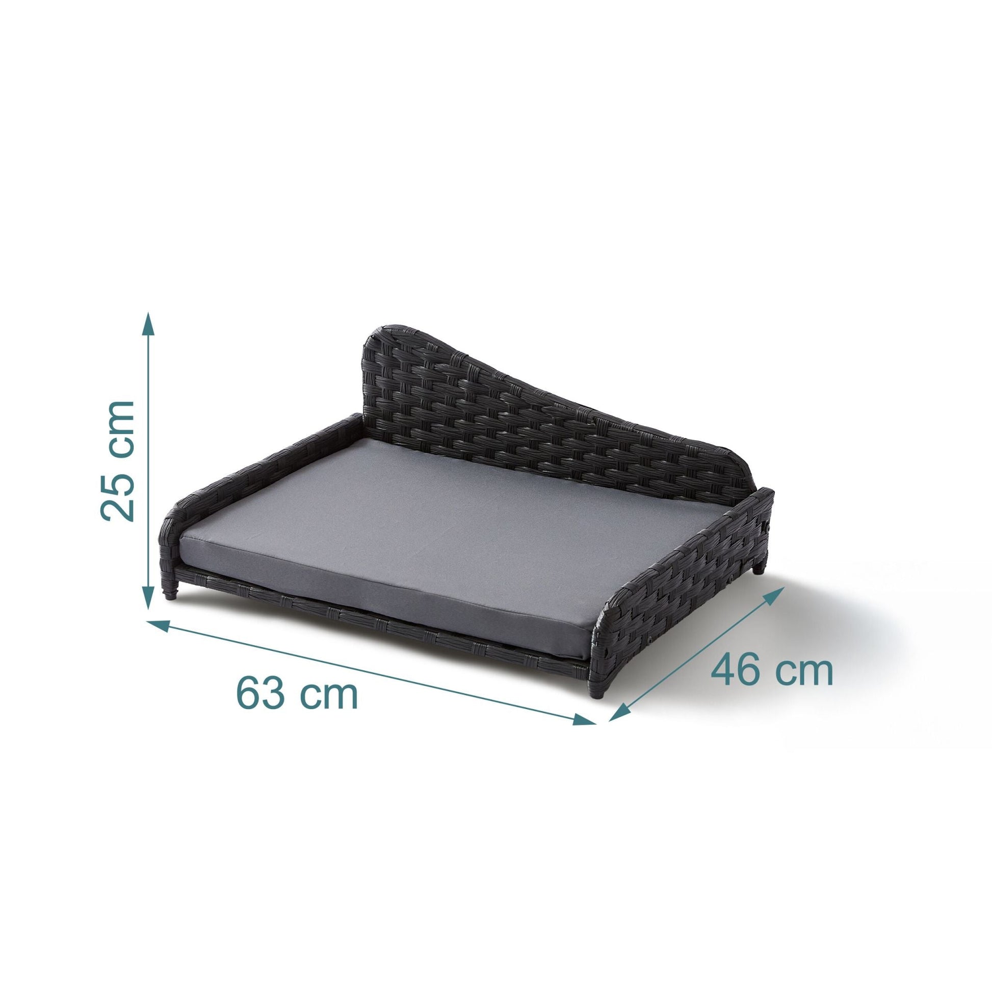Hundebett Rattan mit Kissen Anthrazit-Grau von Relaxdays