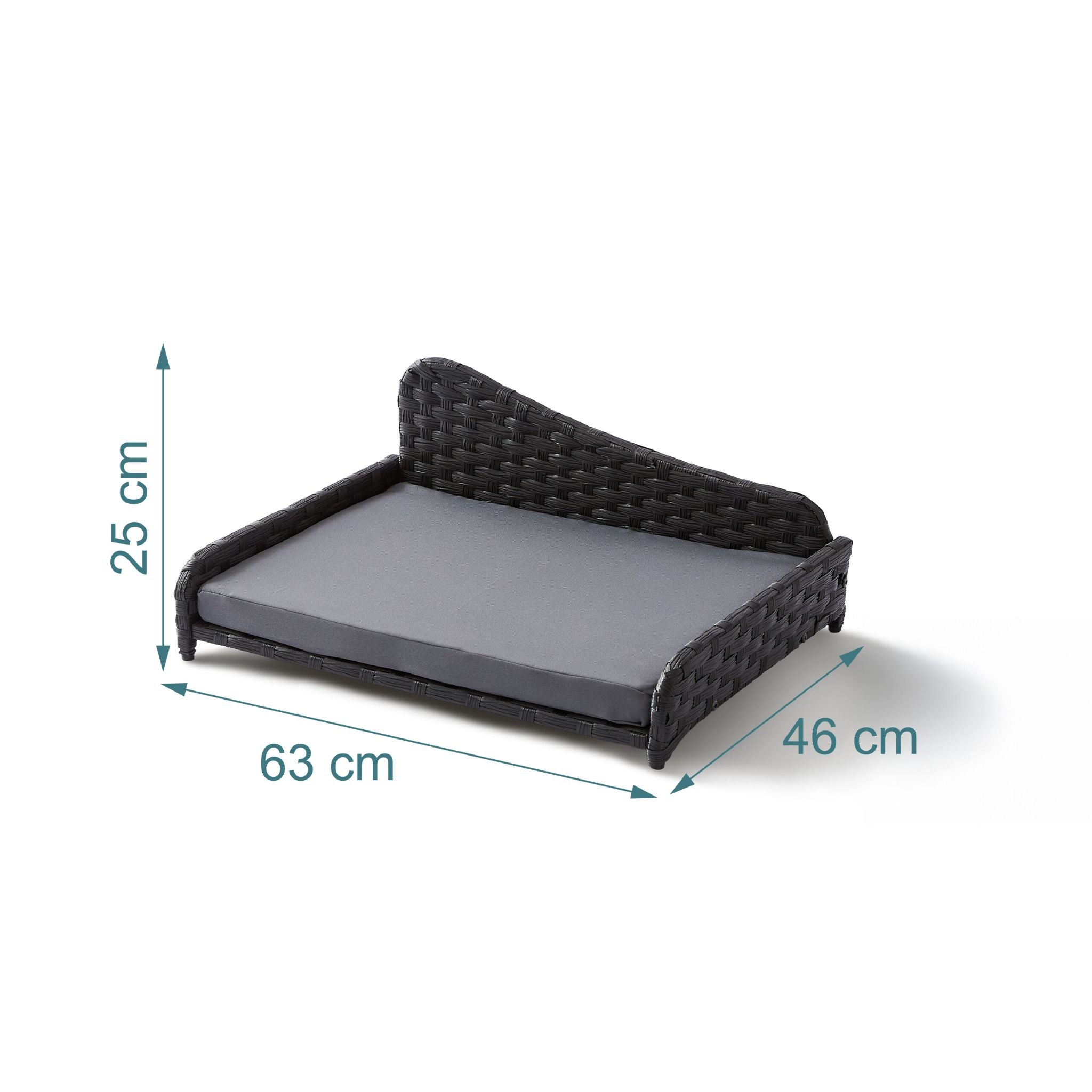 Hundebett Rattan mit Kissen Anthrazit-Grau von Relaxdays