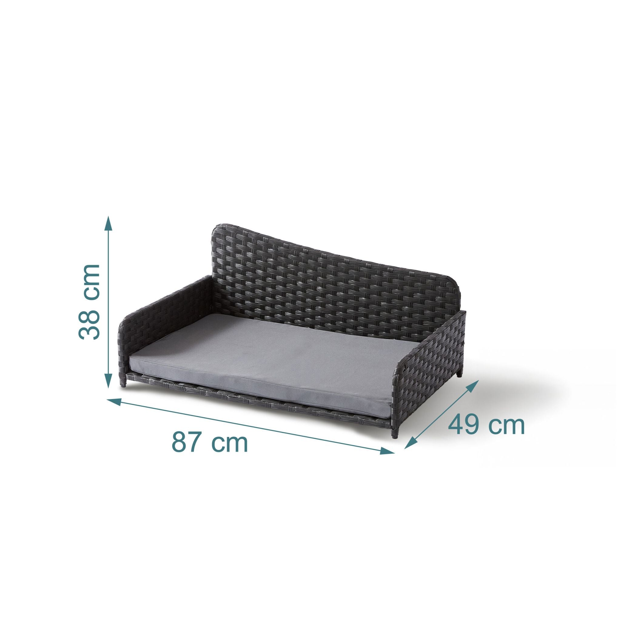 Hundebett Rattan mit Kissen Anthrazit-Grau von Relaxdays