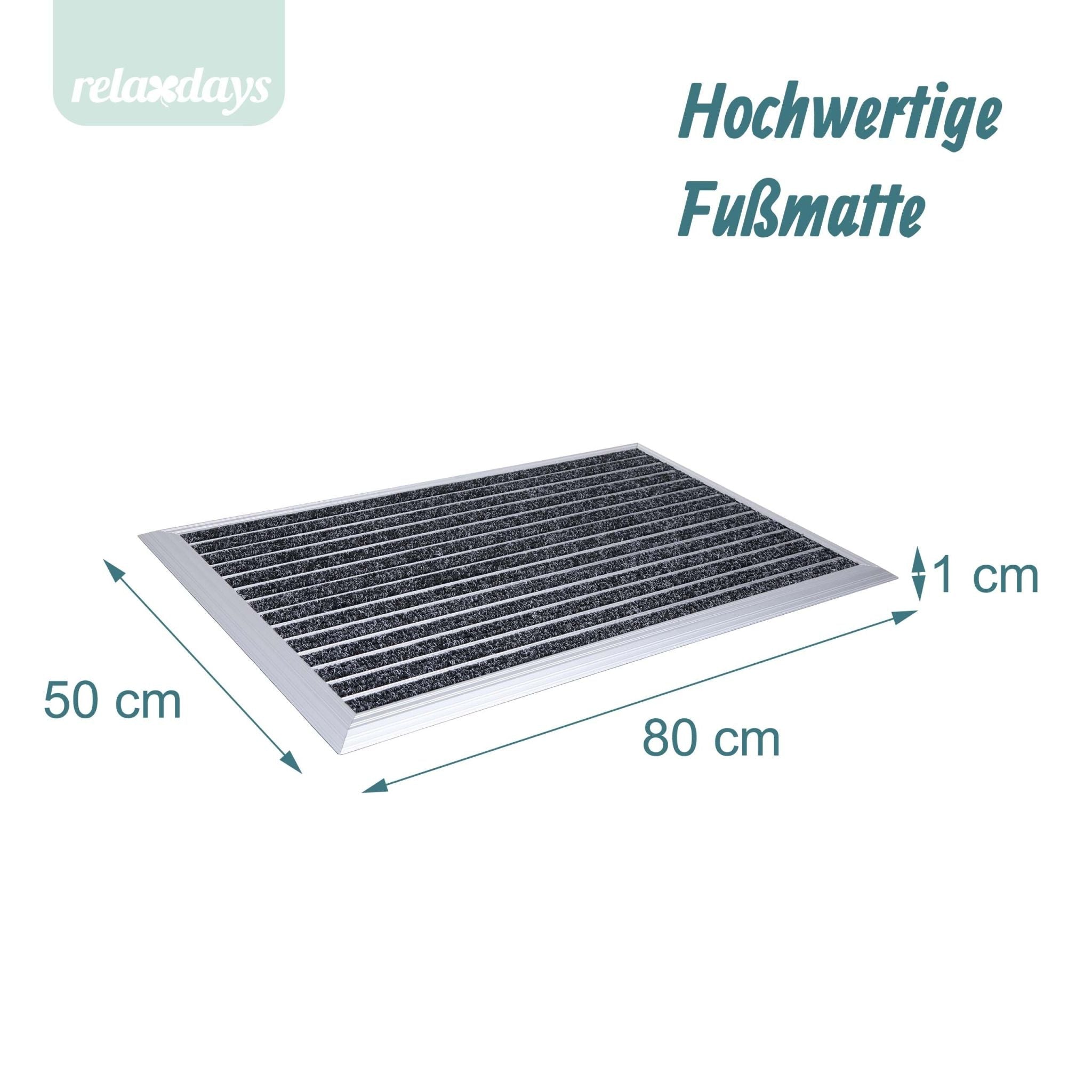 Fussmatte Aluminium Schwarz-Silber von Relaxdays