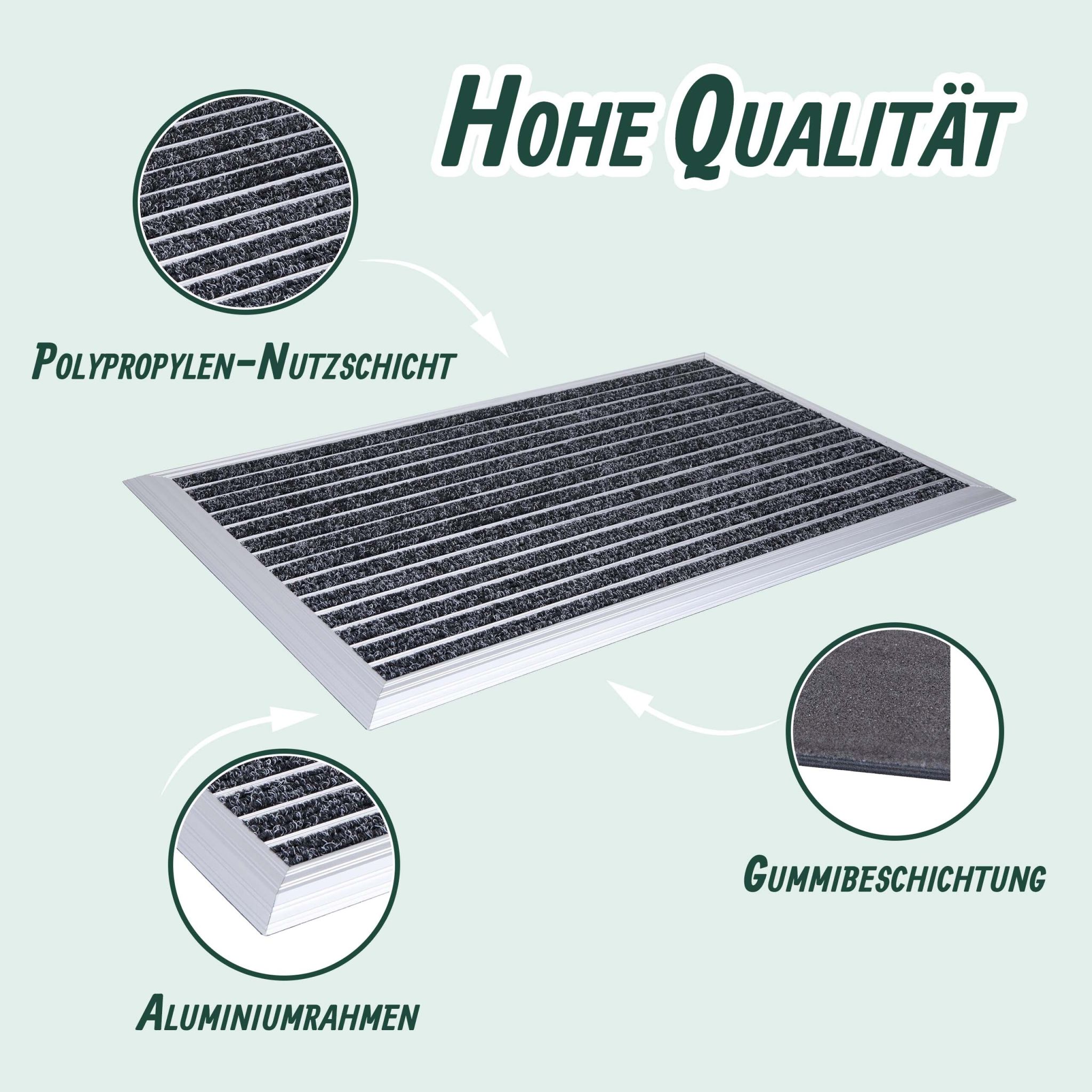 Fussmatte Aluminium Schwarz-Silber von Relaxdays
