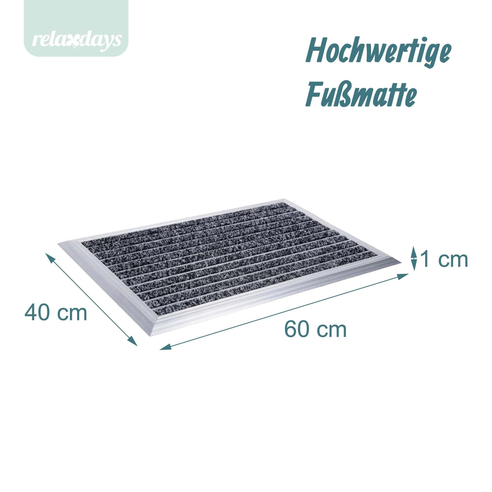 Fussmatte Aluminium Schwarz-Silber von Relaxdays