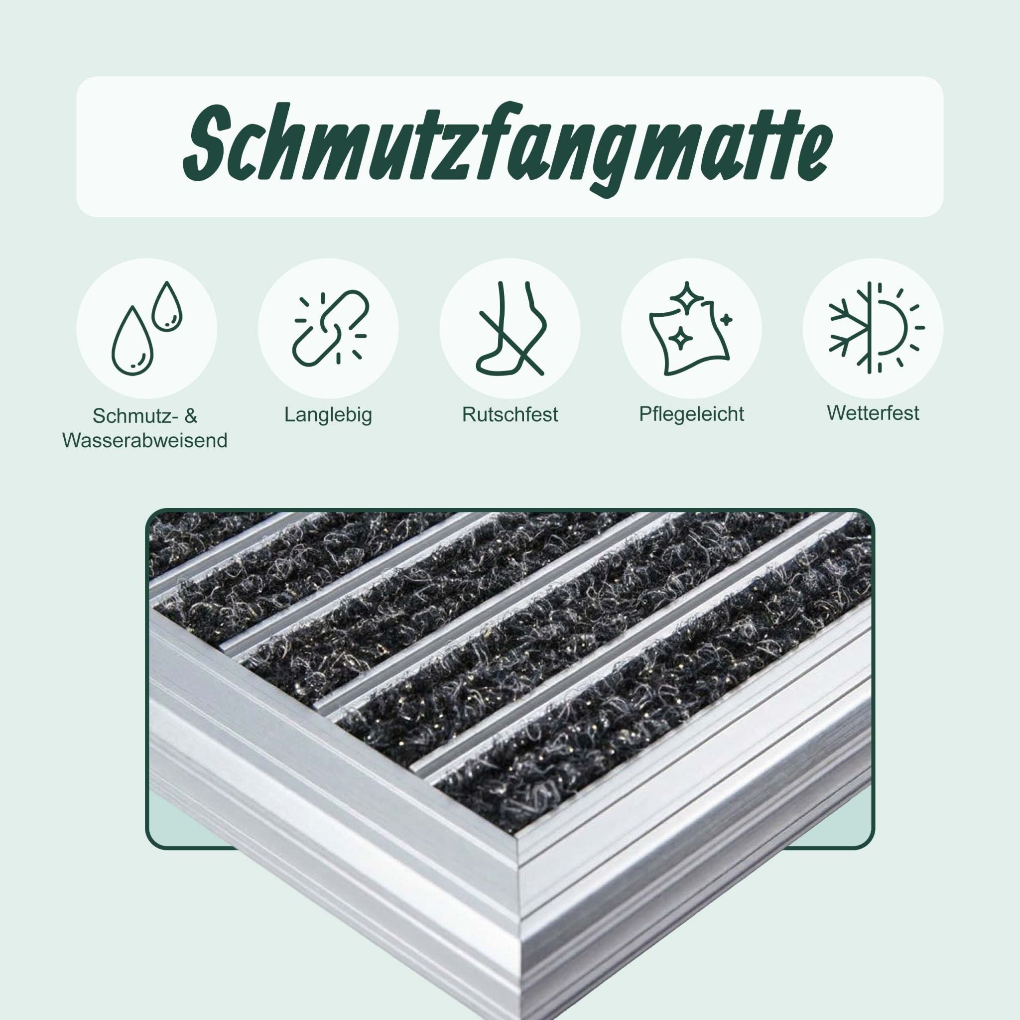 Fussmatte Aluminium Schwarz-Silber von Relaxdays