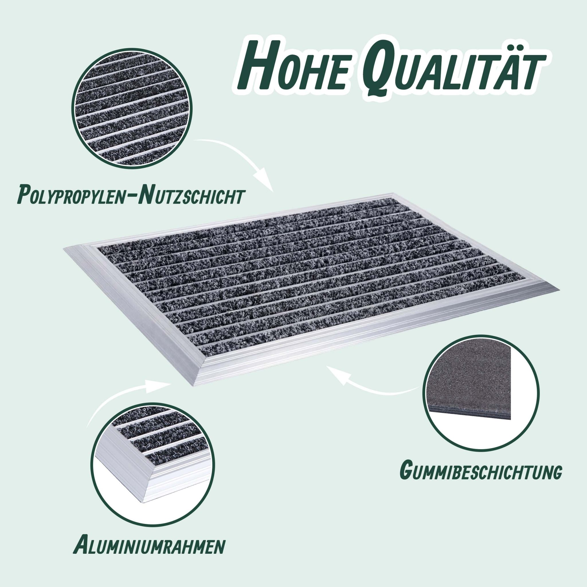 Fussmatte Aluminium Schwarz-Silber von Relaxdays