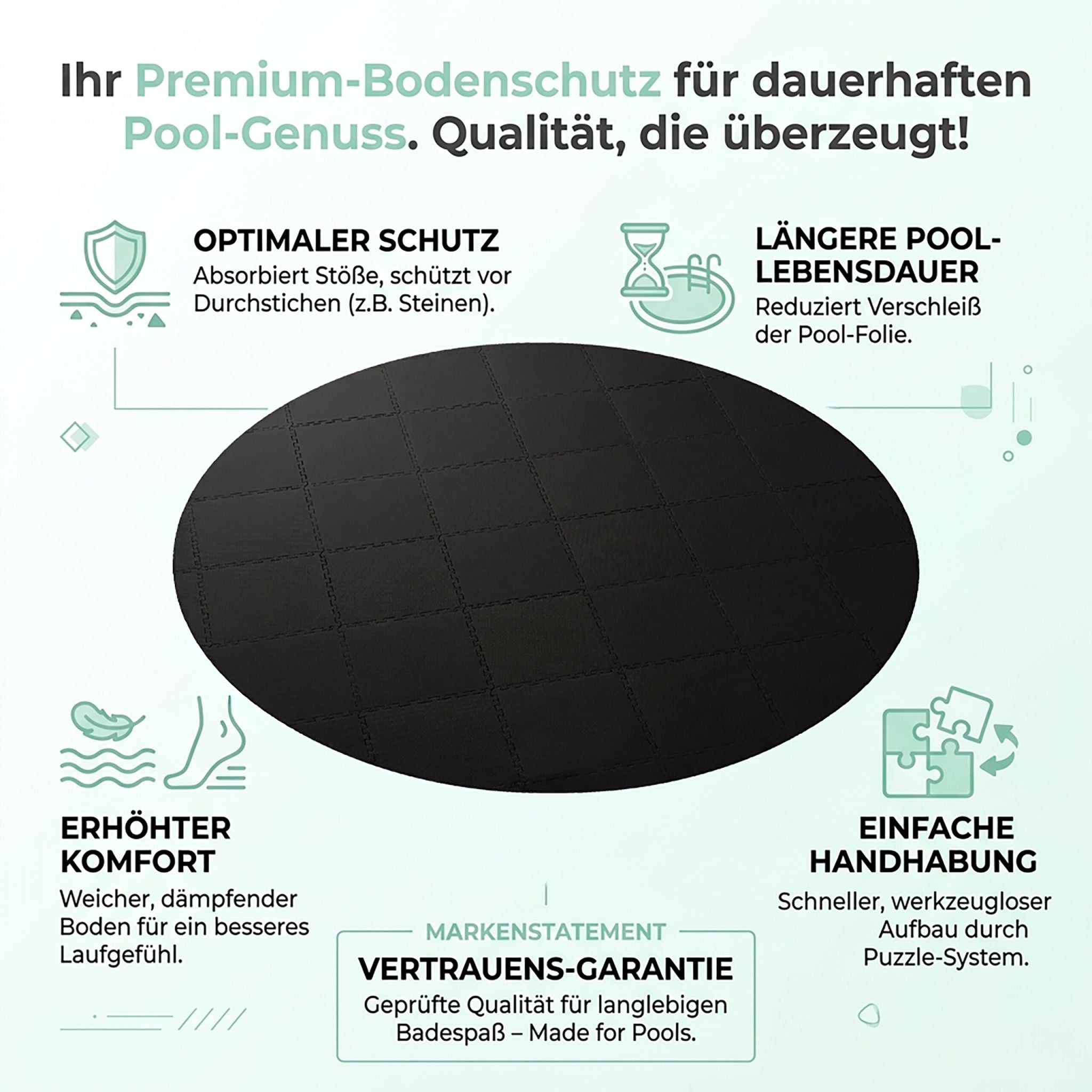 Pool Unterlagen Schaumstoff Schwarz von Relaxdays