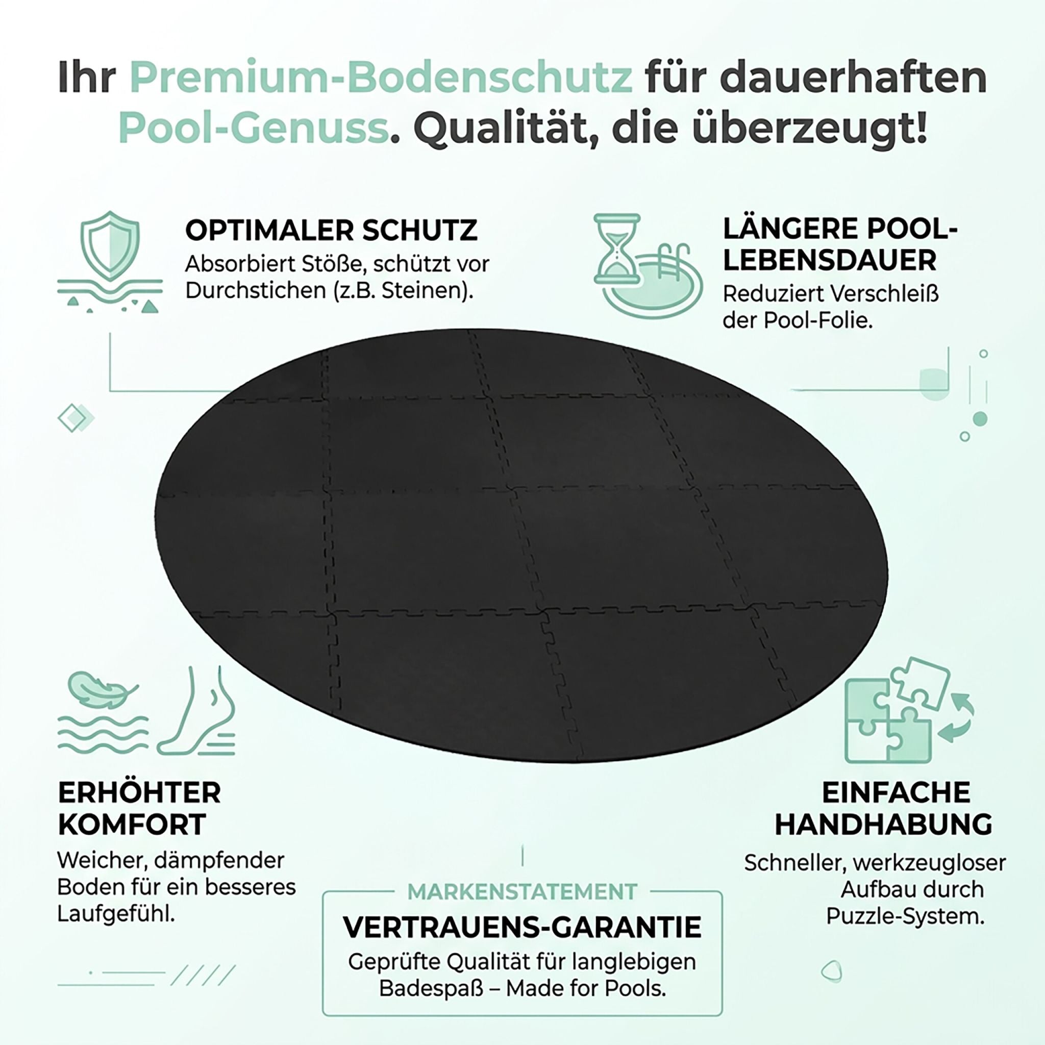 Pool Unterlagen Schaumstoff Schwarz von Relaxdays