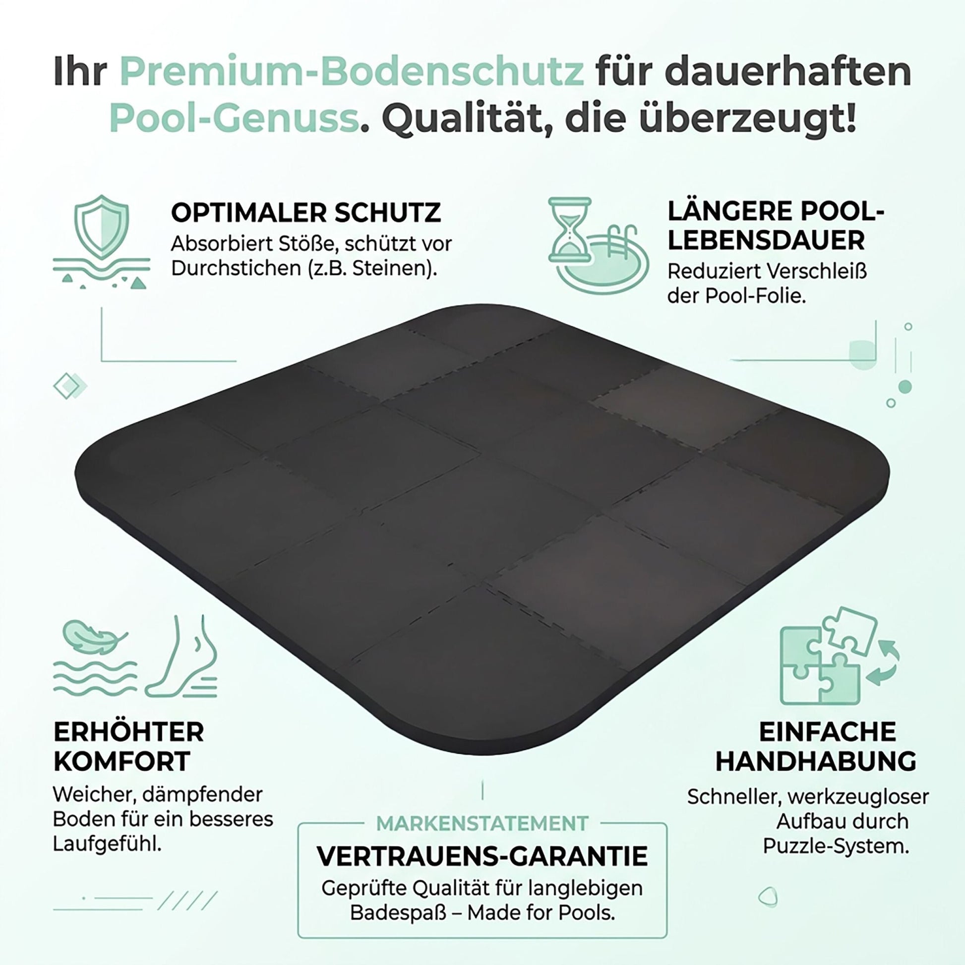 Pool Unterlagen Schaumstoff Schwarz von Relaxdays