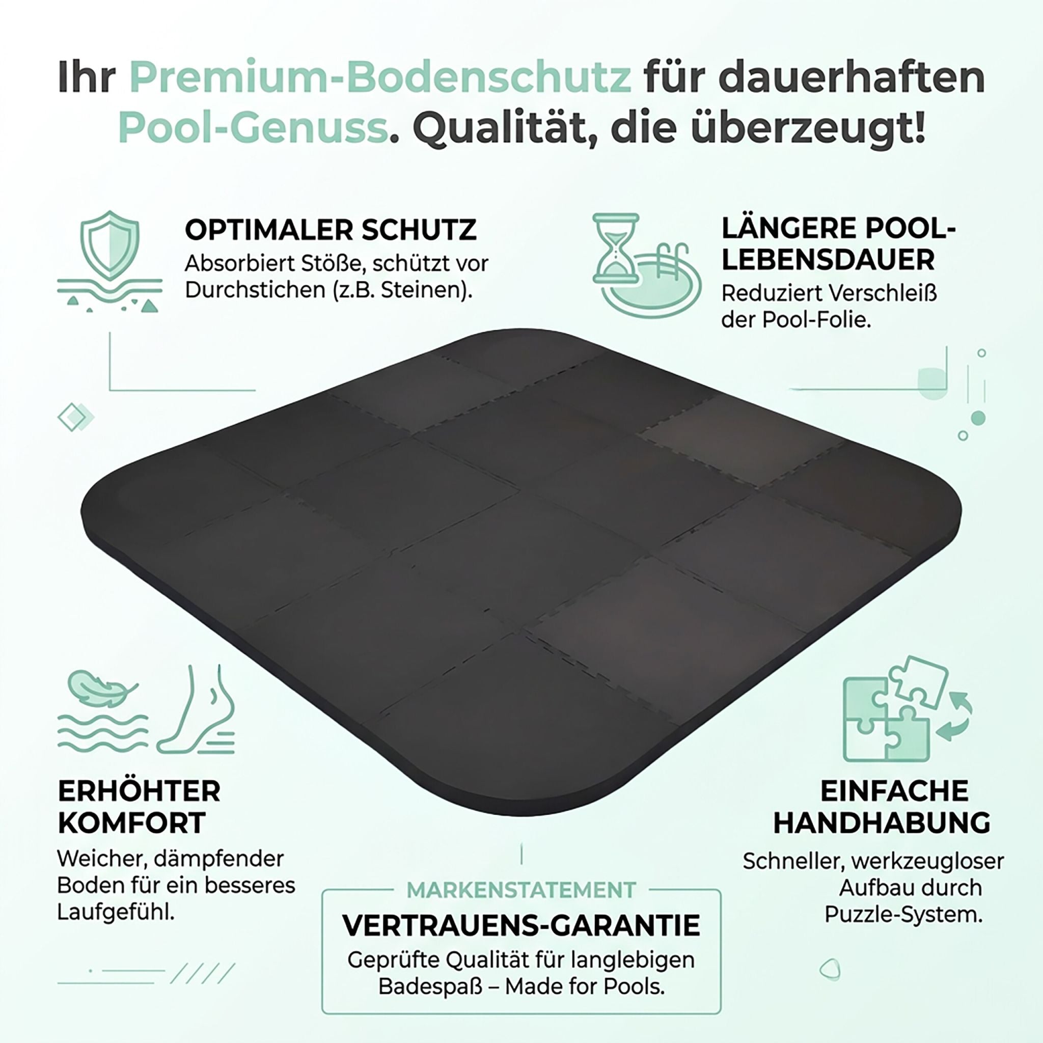 Pool Unterlagen Schaumstoff Schwarz von Relaxdays
