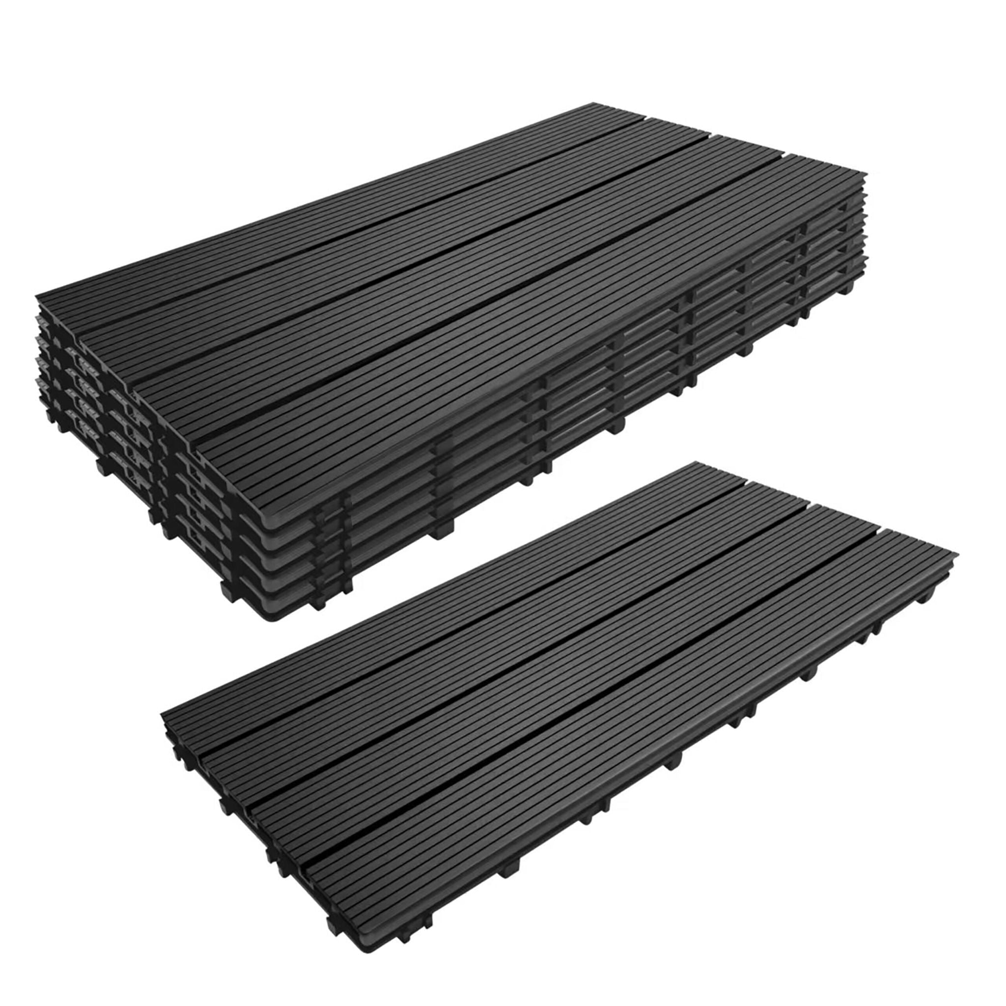 WPC Fliesen 60x30cm 6er-Set Schwarz von Relaxdays
