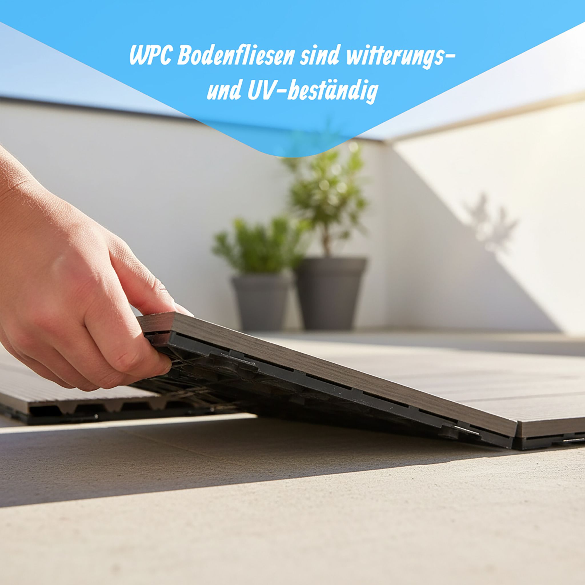 WPC Fliesen 60x30cm 6er-Set Schwarz von Relaxdays