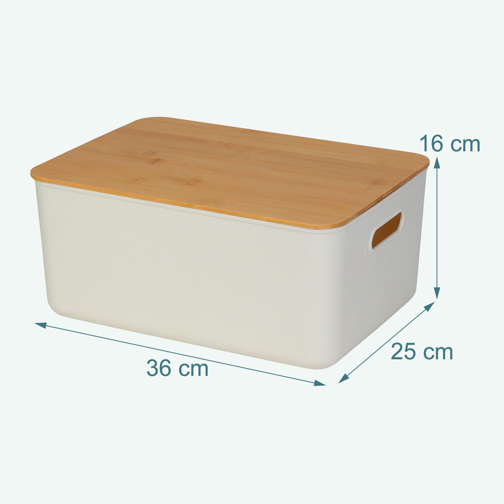 Aufbewahrungsbox mit Bambusdeckel Set Weiss-Hellbraun von Relaxdays