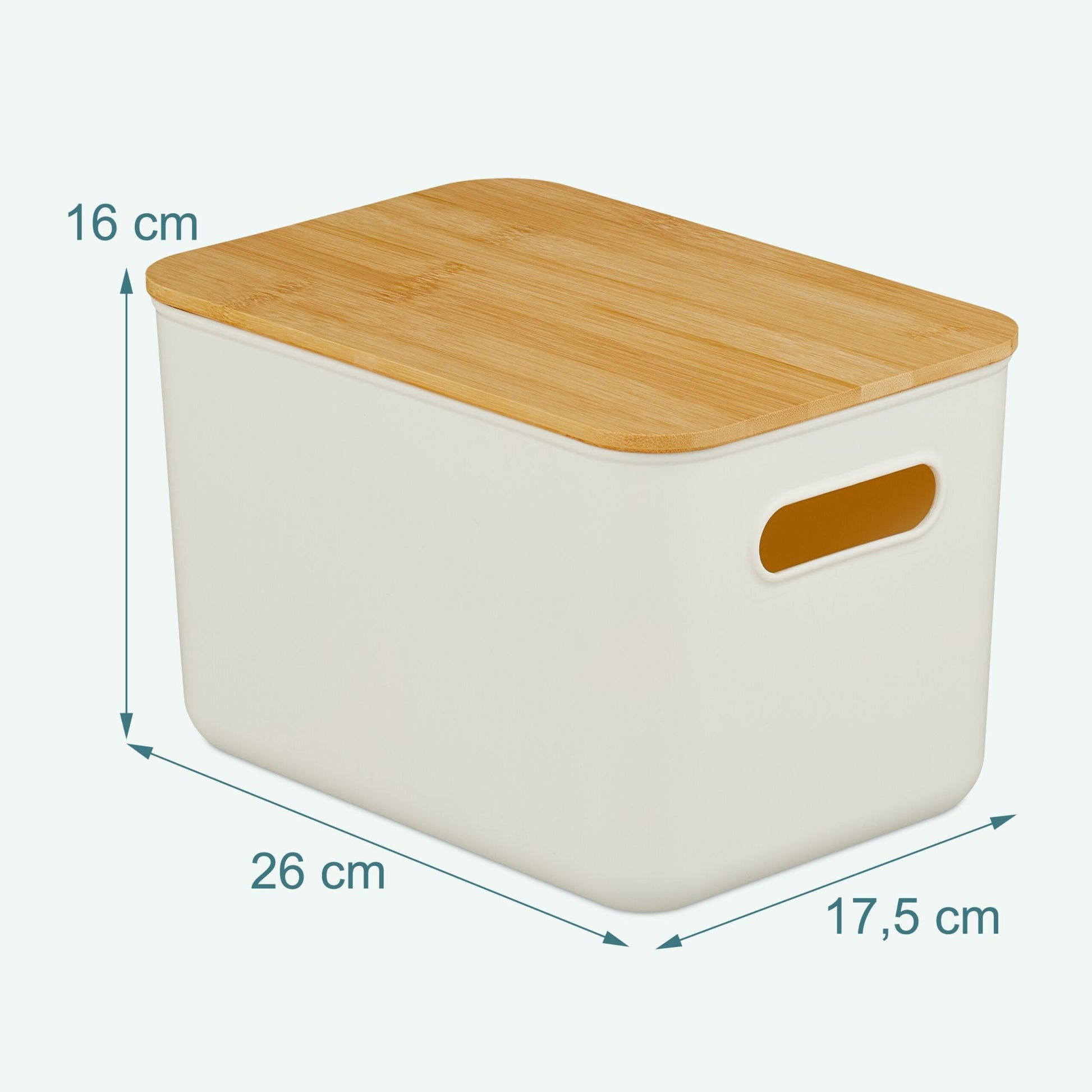 Aufbewahrungsbox mit Bambusdeckel Set Weiss-Hellbraun von Relaxdays