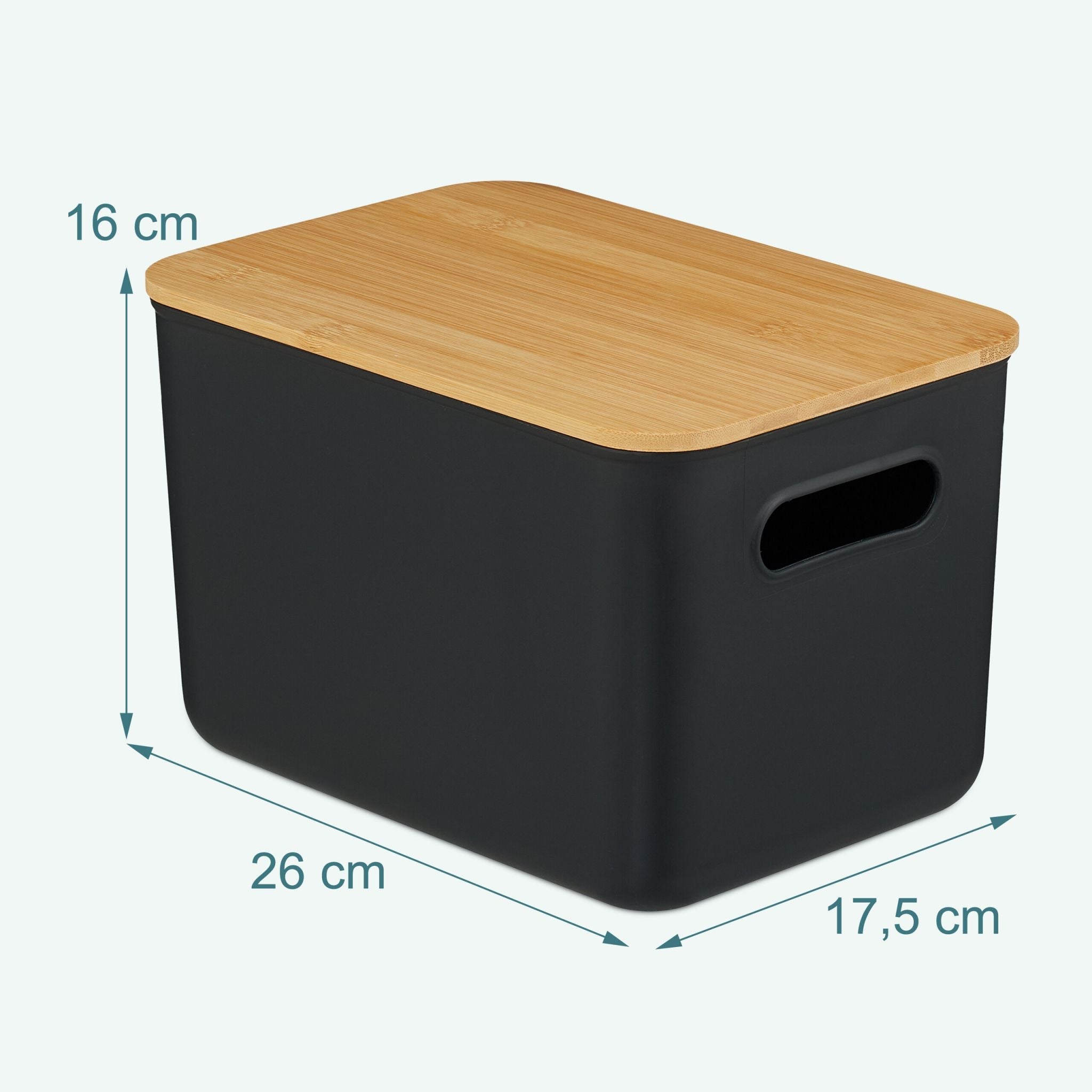 Aufbewahrungsbox mit Bambusdeckel Set Hellbraun-Schwarz von Relaxdays