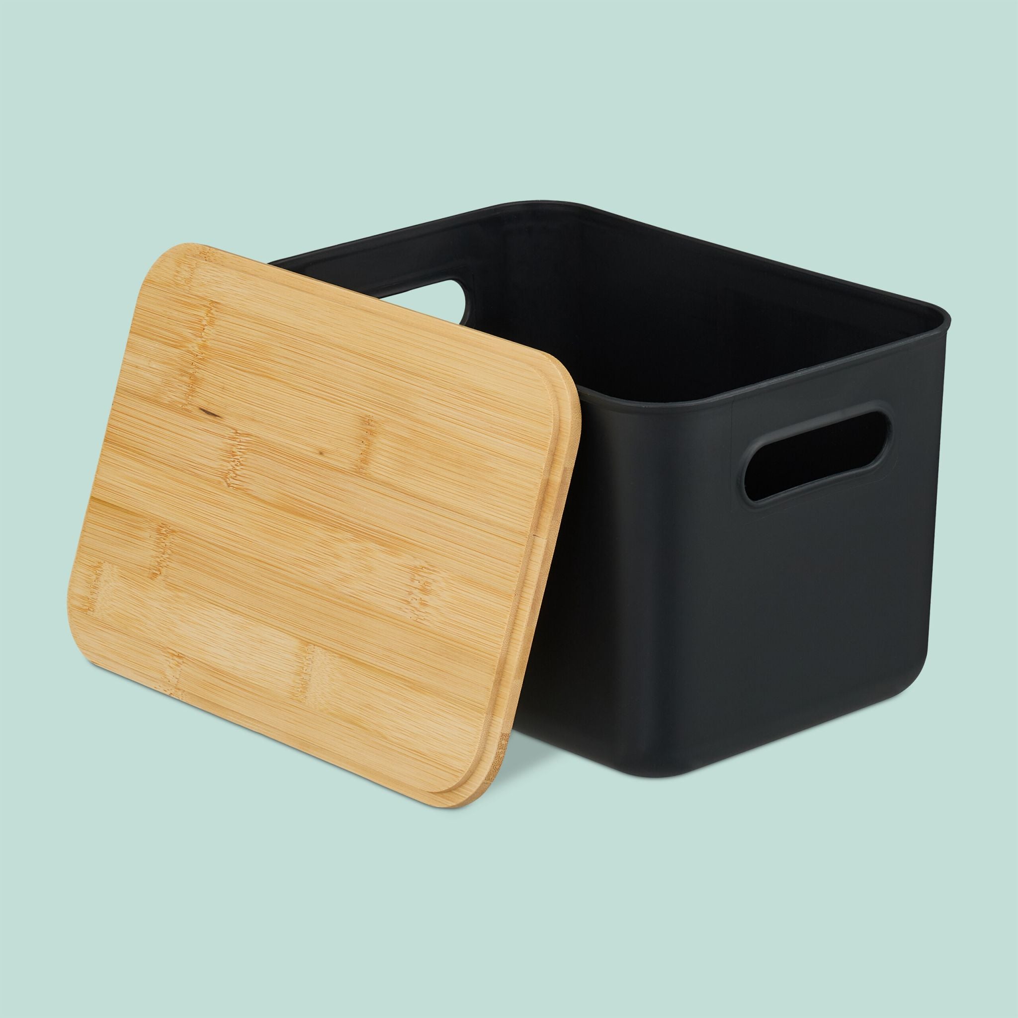 Aufbewahrungsbox mit Bambusdeckel Set Hellbraun-Schwarz von Relaxdays