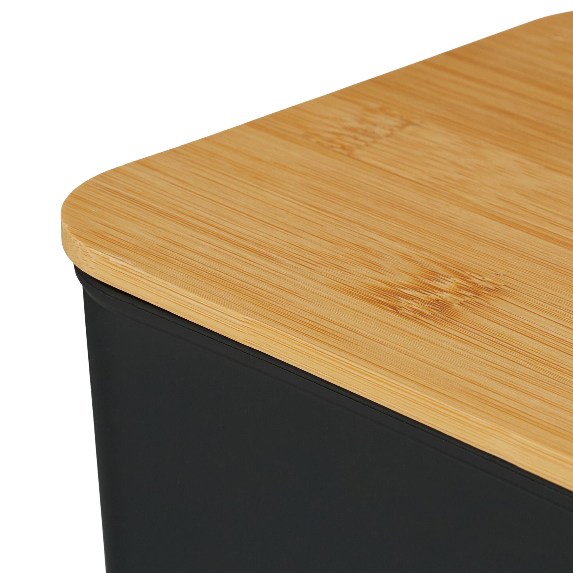 Aufbewahrungsbox mit Bambusdeckel Set Hellbraun-Schwarz von Relaxdays
