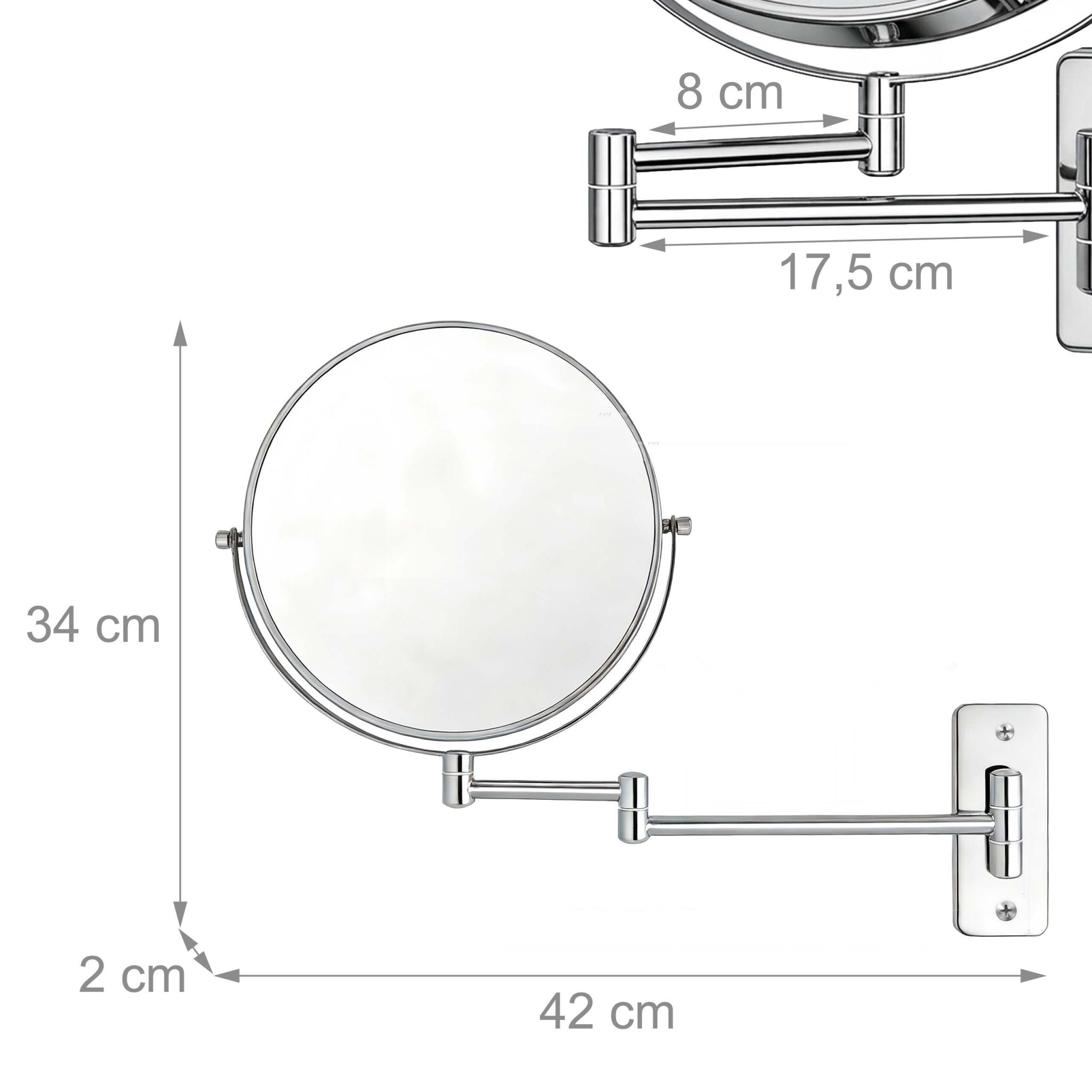Kosmetikspiegel mit Vergrösserung Wand Silber von Relaxdays