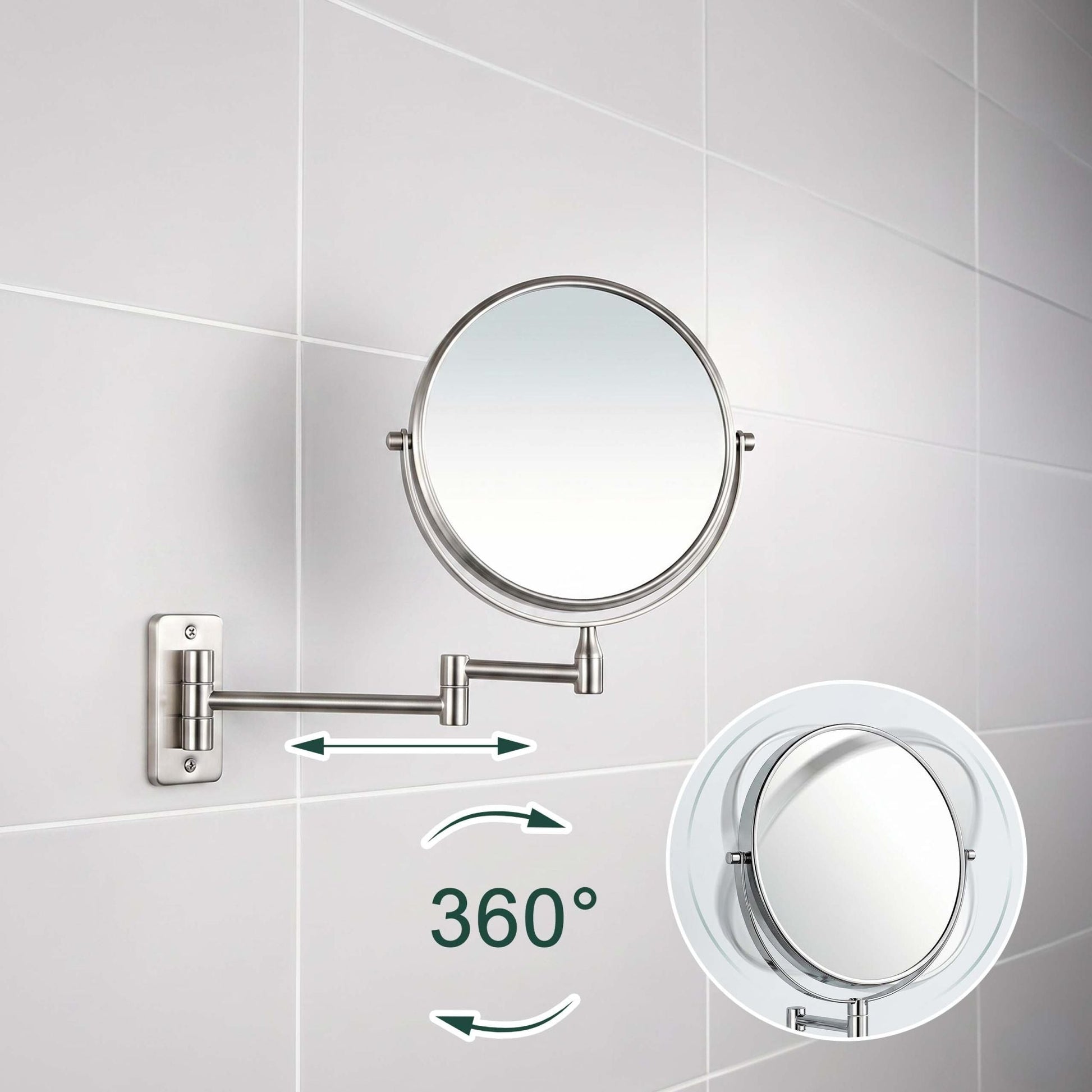 Kosmetikspiegel mit Vergrösserung Wand Silber von Relaxdays