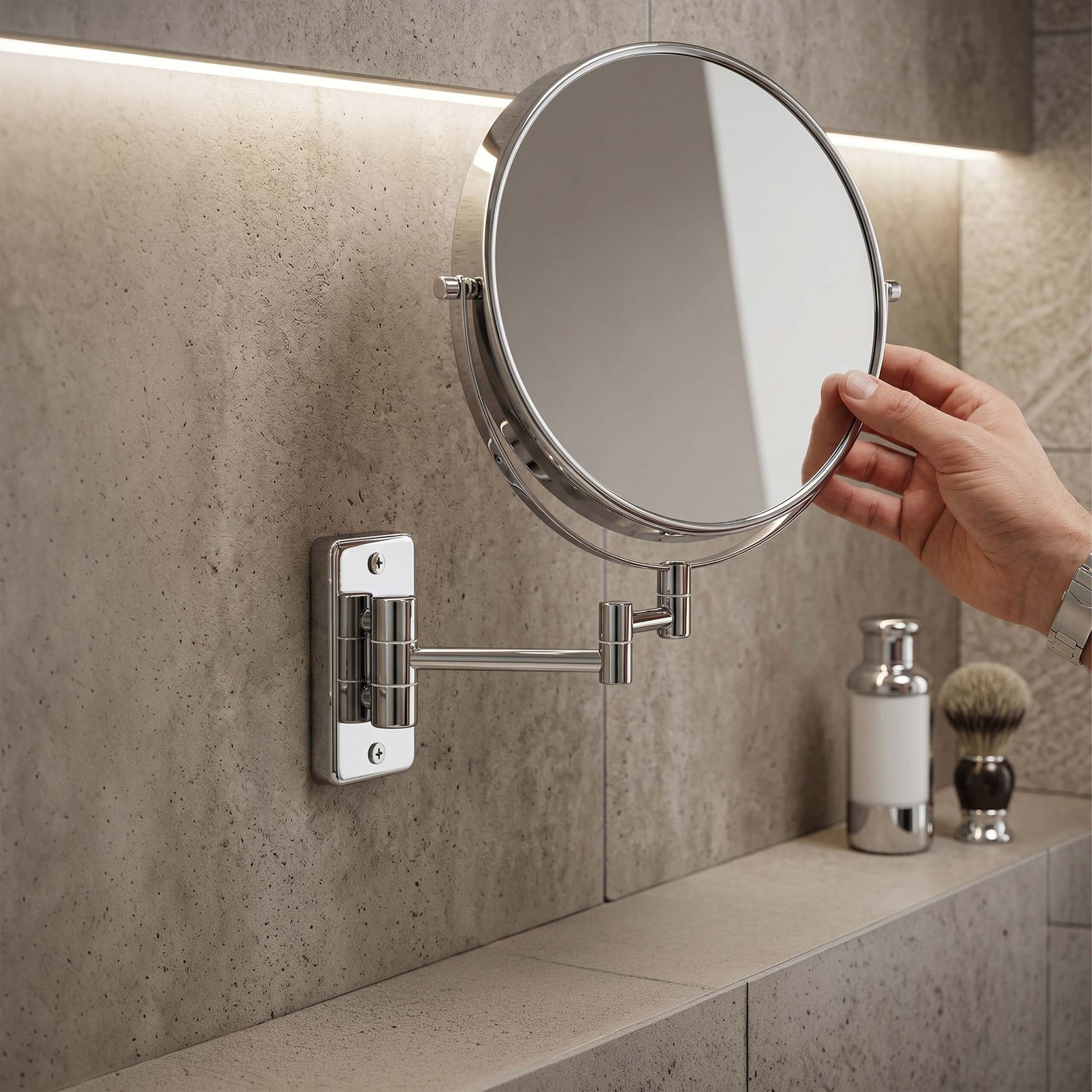 Kosmetikspiegel mit Vergrösserung Wand Silber von Relaxdays