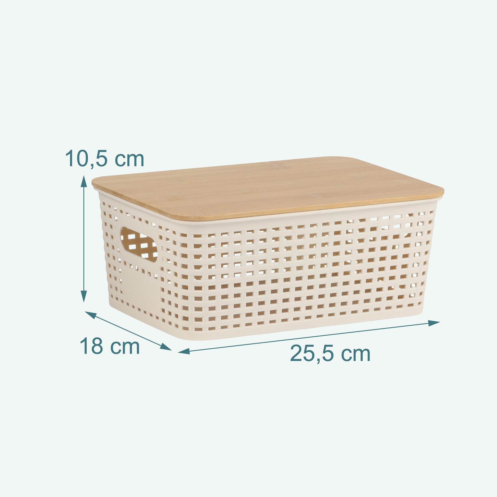 Aufbewahrungsbox mit Bambusdeckel Set Weiss-Hellbraun von Relaxdays