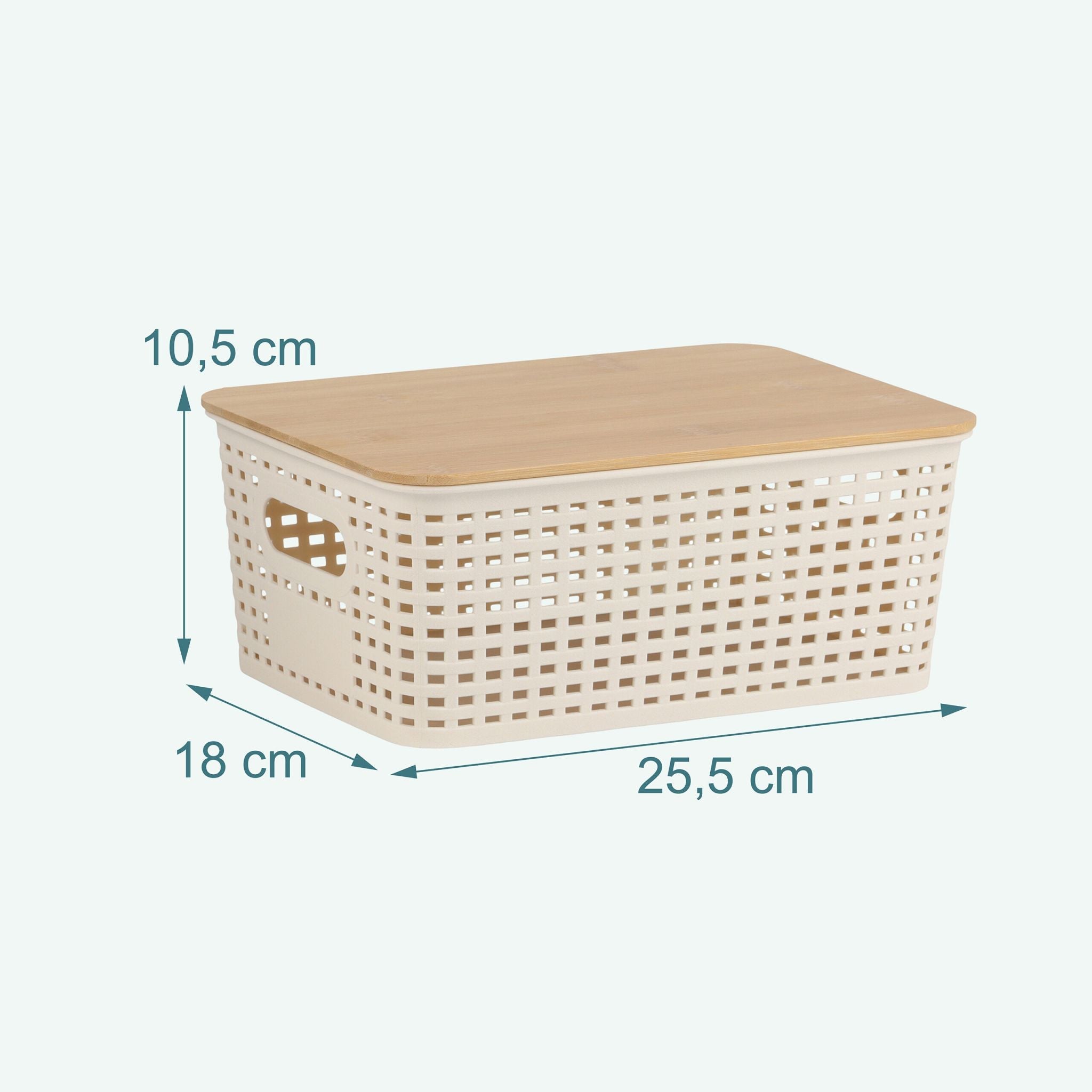 Aufbewahrungsbox mit Bambusdeckel Set Weiss-Hellbraun von Relaxdays