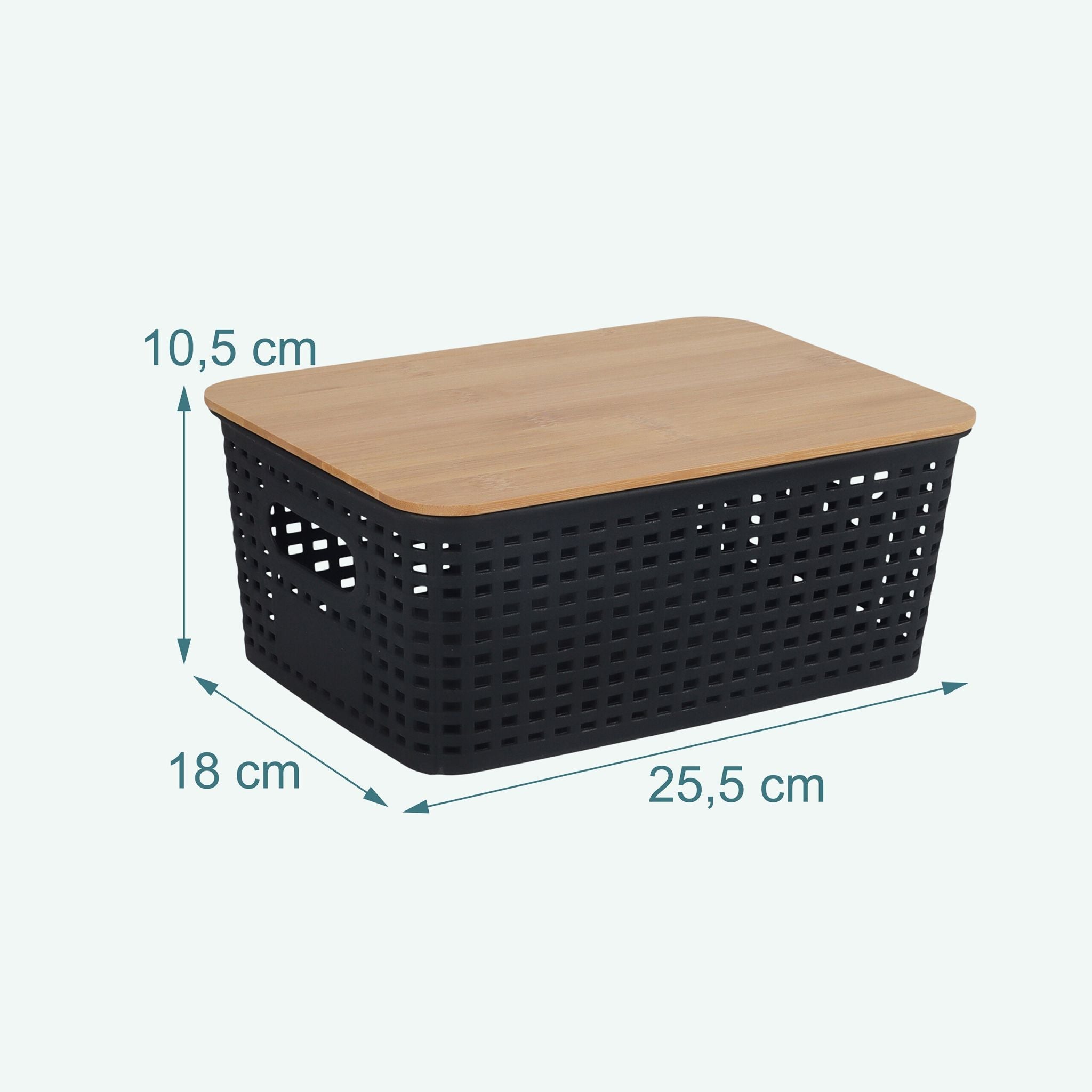 Aufbewahrungsbox mit Bambusdeckel Set Hellbraun-Schwarz von Relaxdays