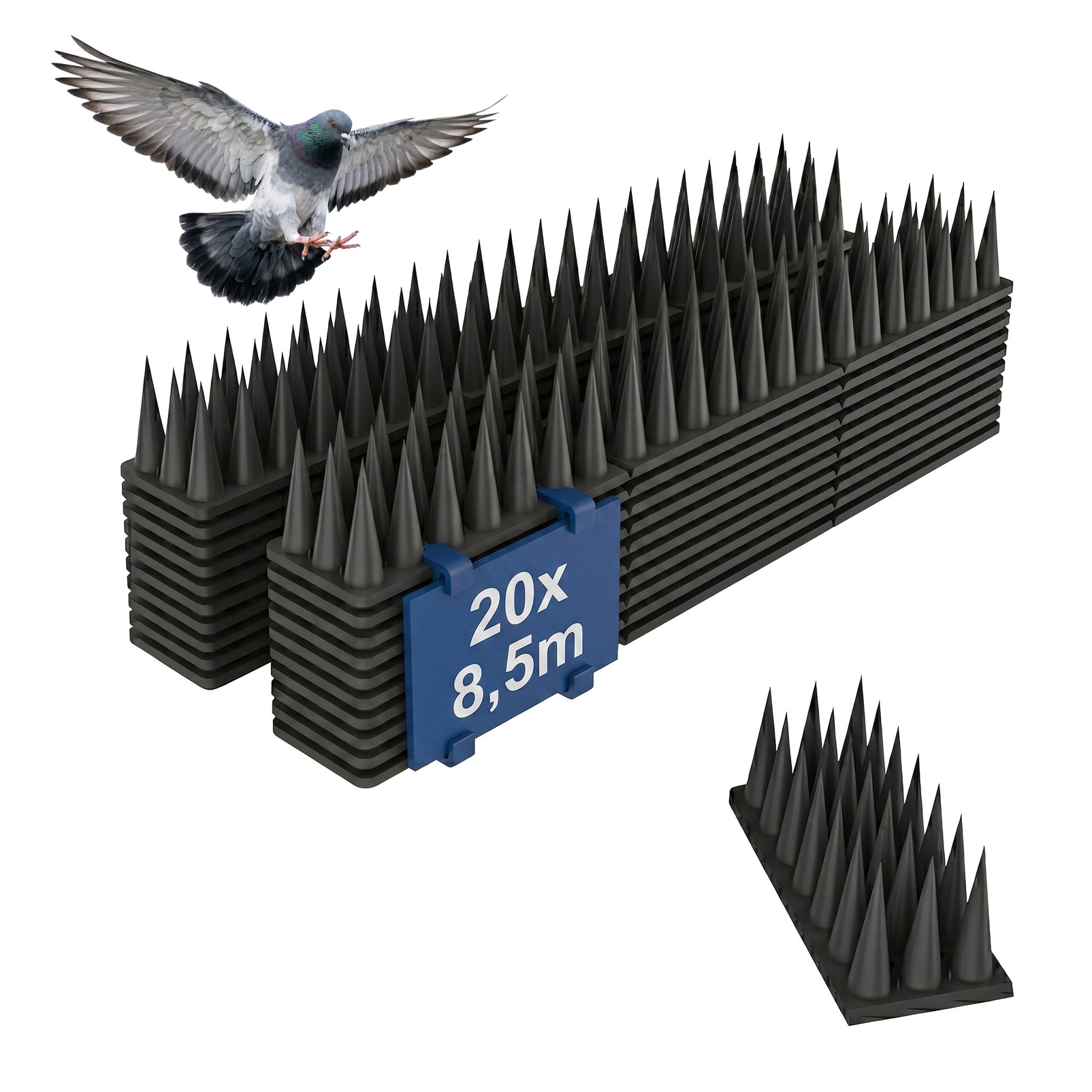 Vogelabwehr Spikes 20er-Set Schwarz von Relaxdays