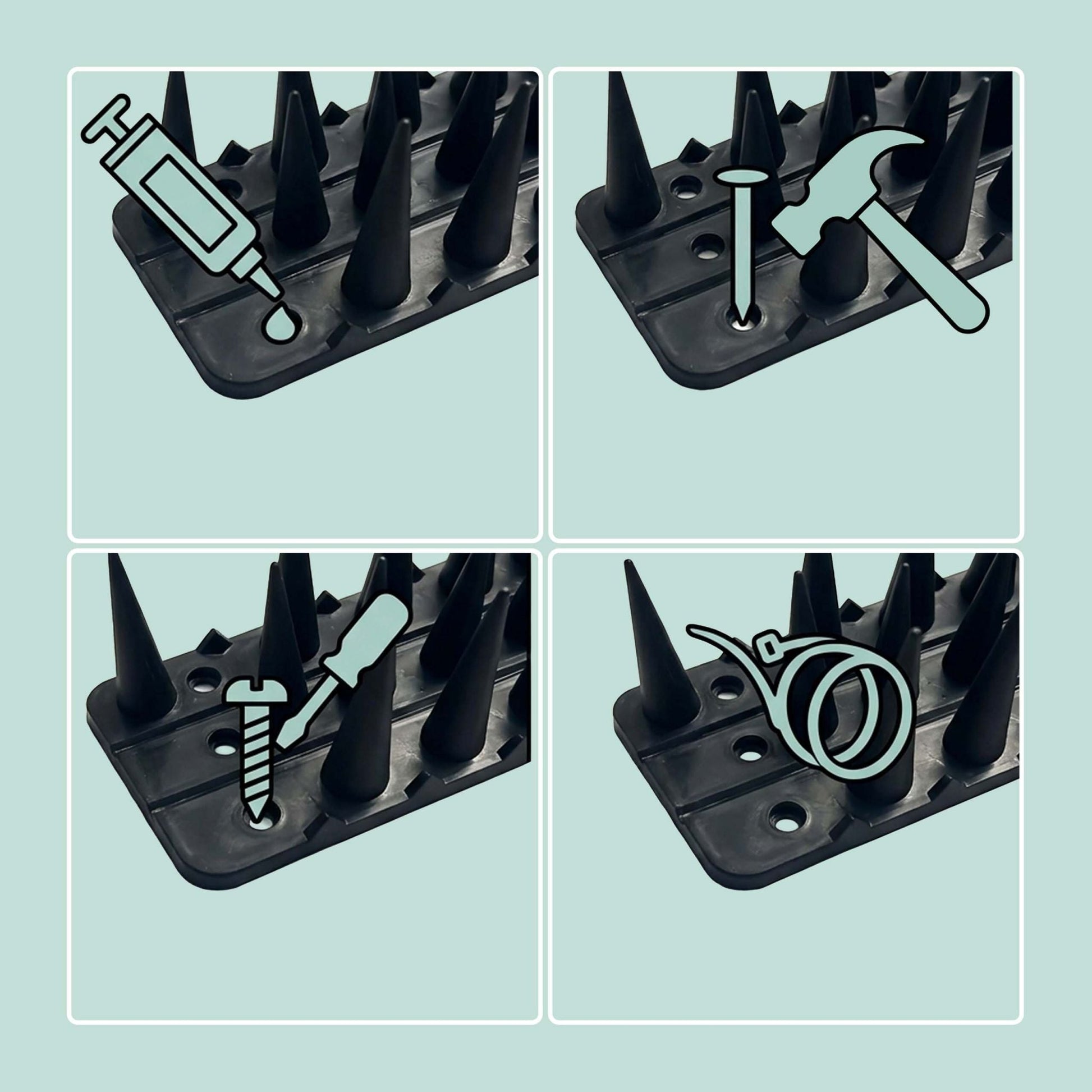 Vogelabwehr Spikes 20er-Set Schwarz von Relaxdays