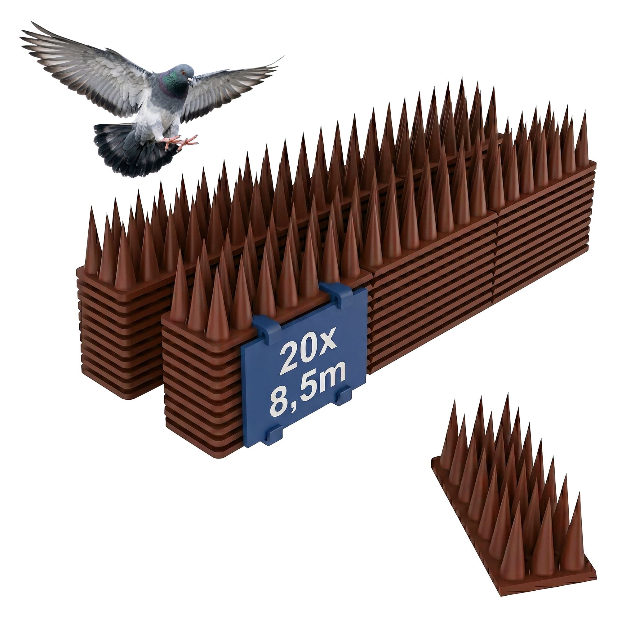 Vogelabwehr Spikes 20er-Set Dunkelbraun von Relaxdays