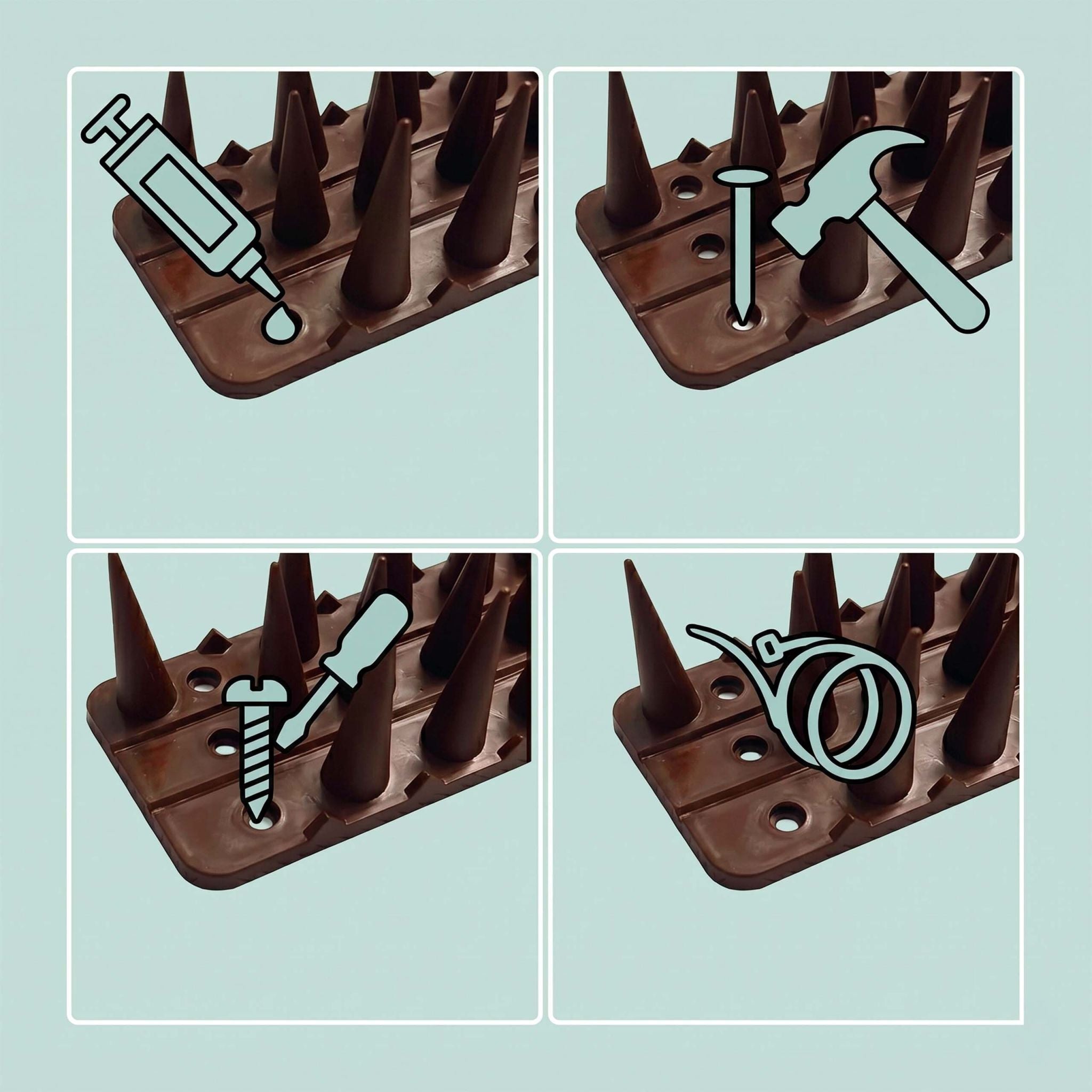 Vogelabwehr Spikes 20er-Set Dunkelbraun von Relaxdays
