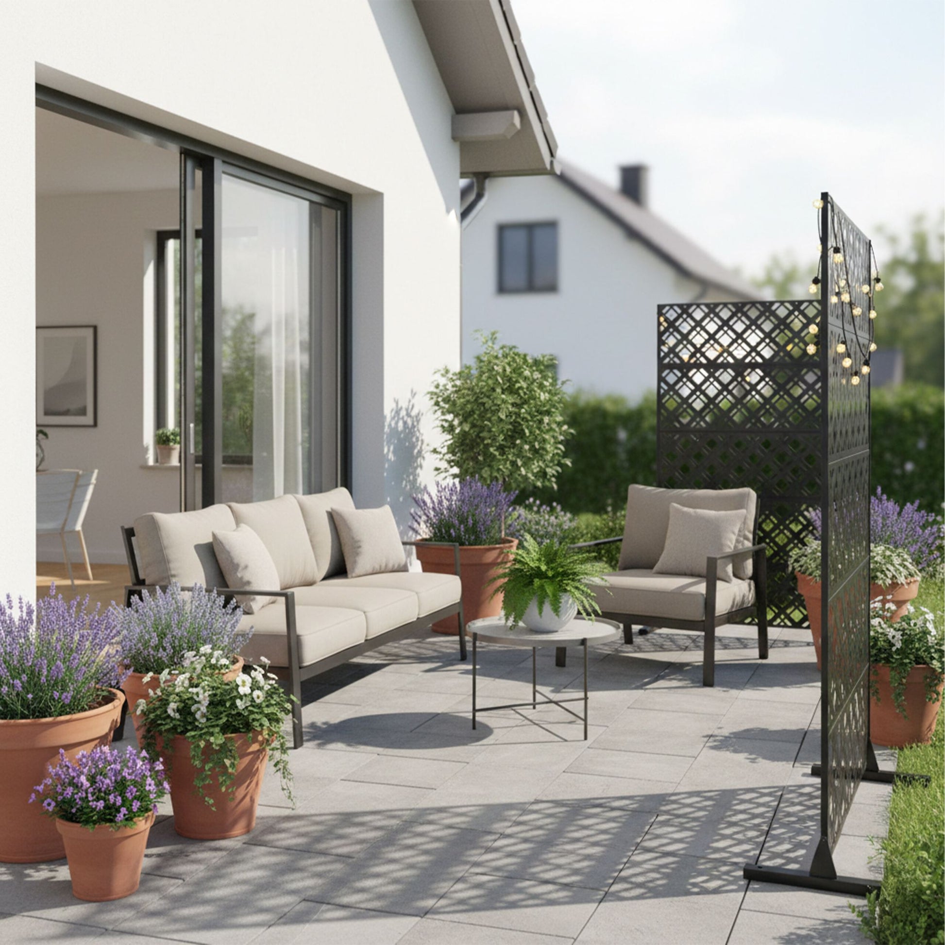 Sichtschutz für Garten Rautenmotiv Schwarz von Relaxdays