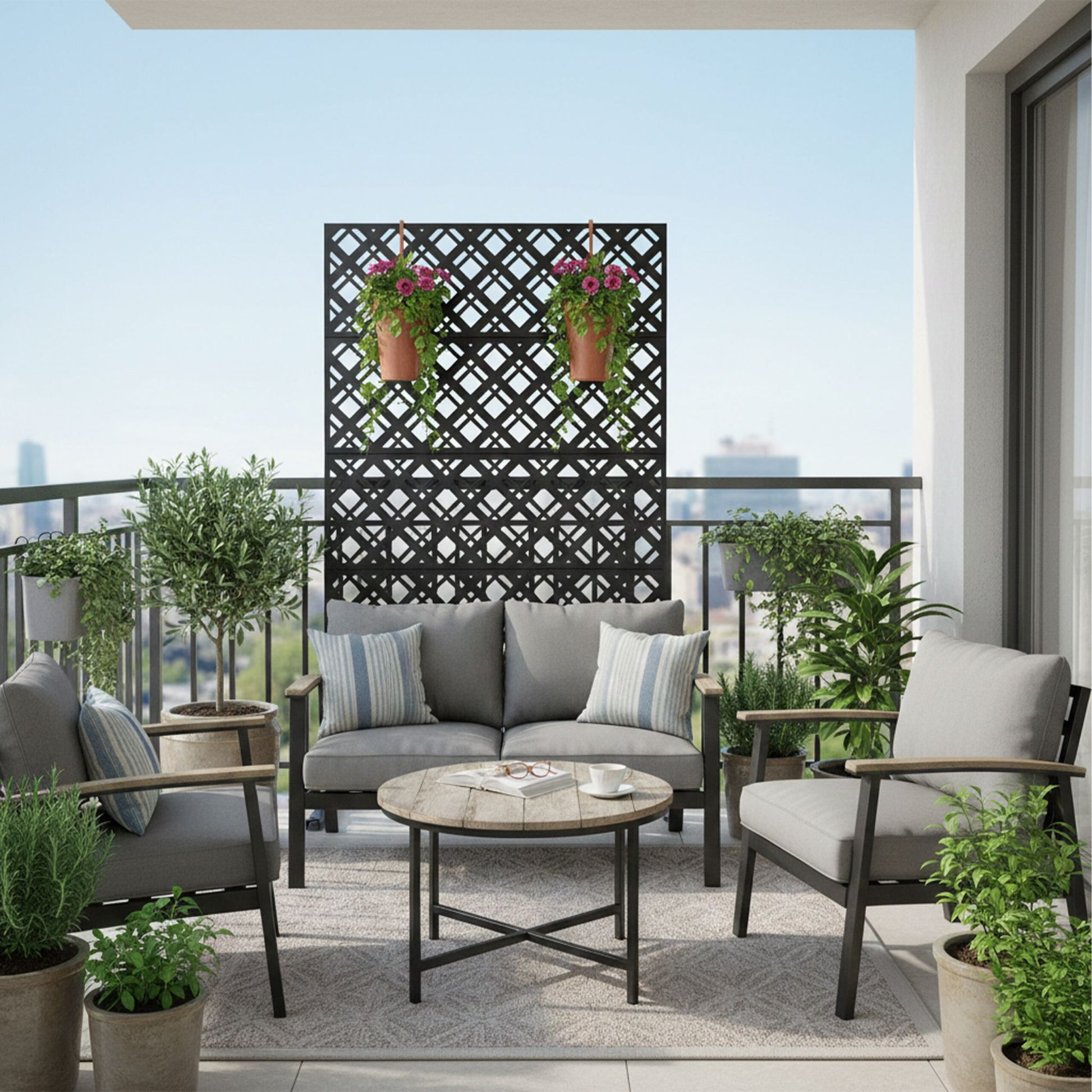 Sichtschutz für Garten Rautenmotiv Schwarz von Relaxdays