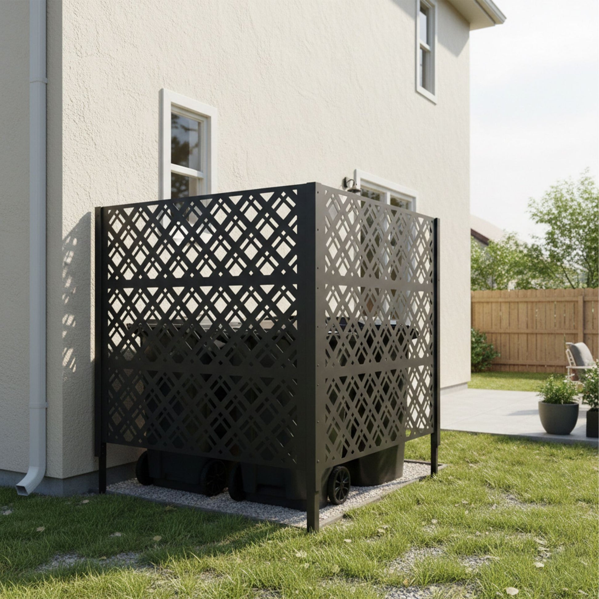 Mülltonnenverkleidung 120cm Höhe Schwarz von Relaxdays