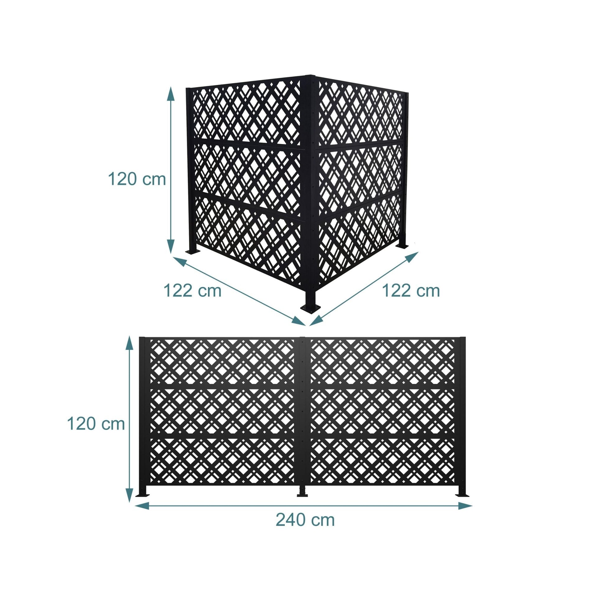 Mülltonnenverkleidung 120cm Höhe Schwarz von Relaxdays