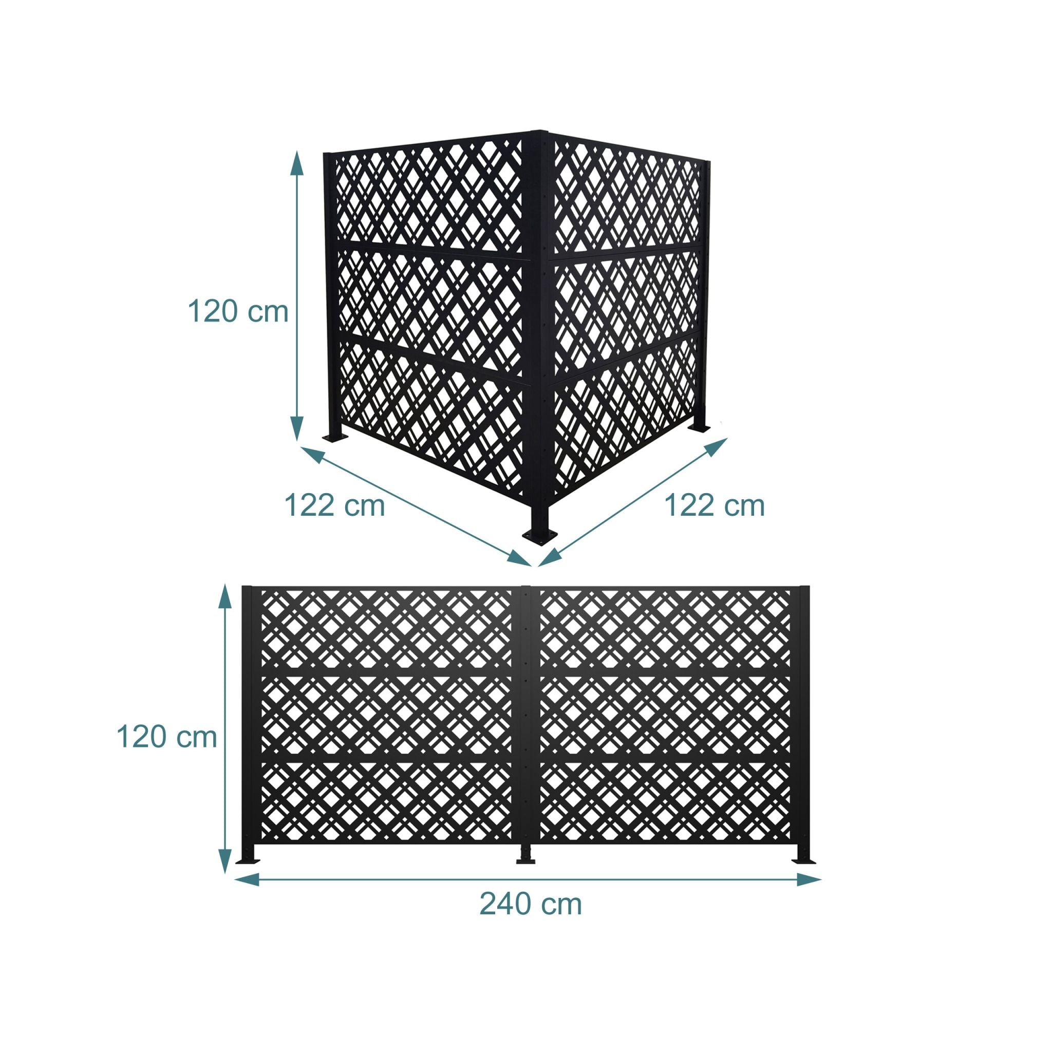 Mülltonnenverkleidung 120cm Höhe Schwarz von Relaxdays