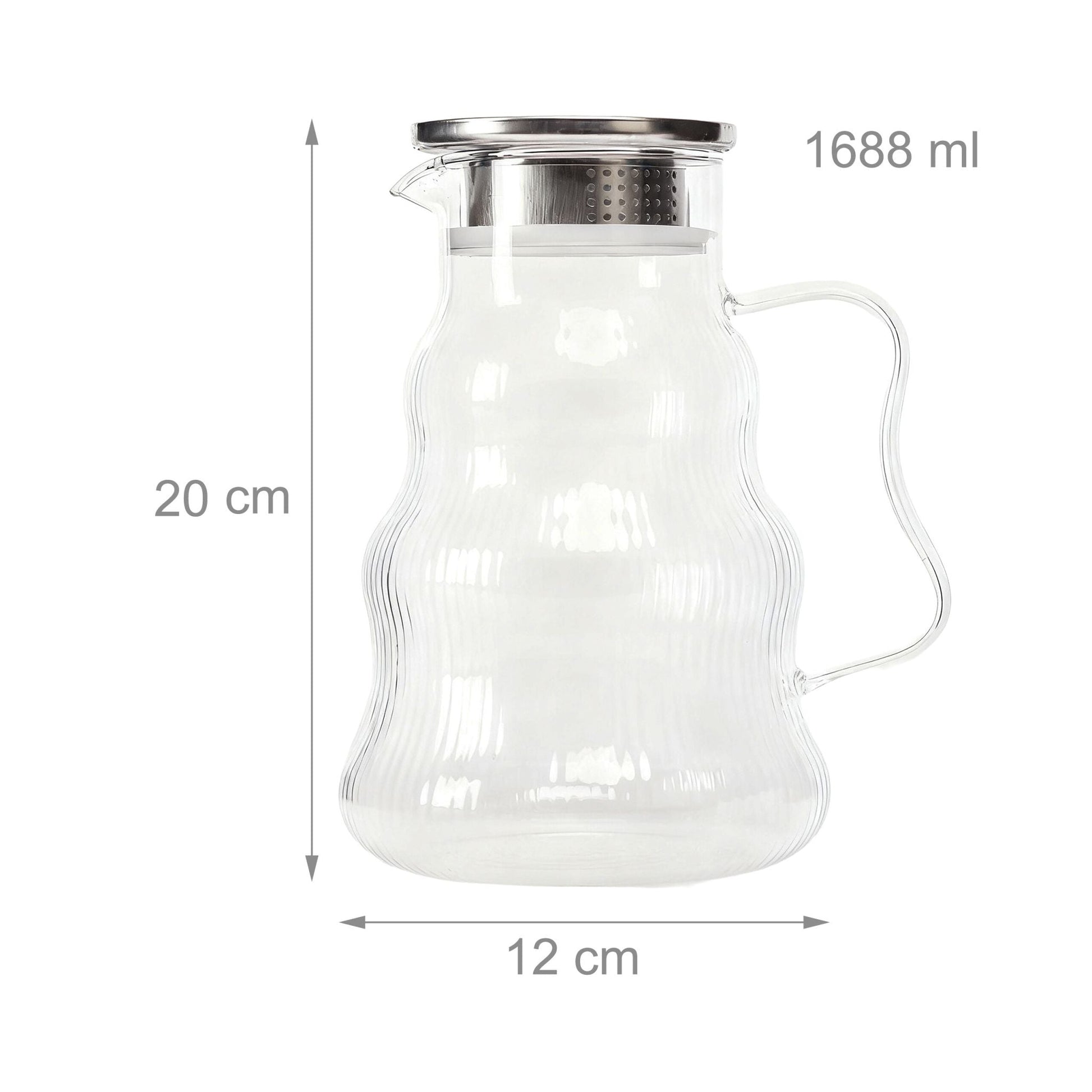 Glaskaraffe mit Deckel & Henkel Silber-Transparent von Relaxdays